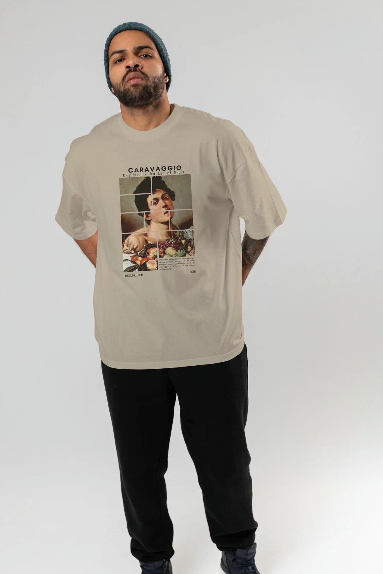 Caravaggio Boy ön Baskılı Oversize t-shirt Erkek Kadın Bisiklet Yaka Pamuk tişort