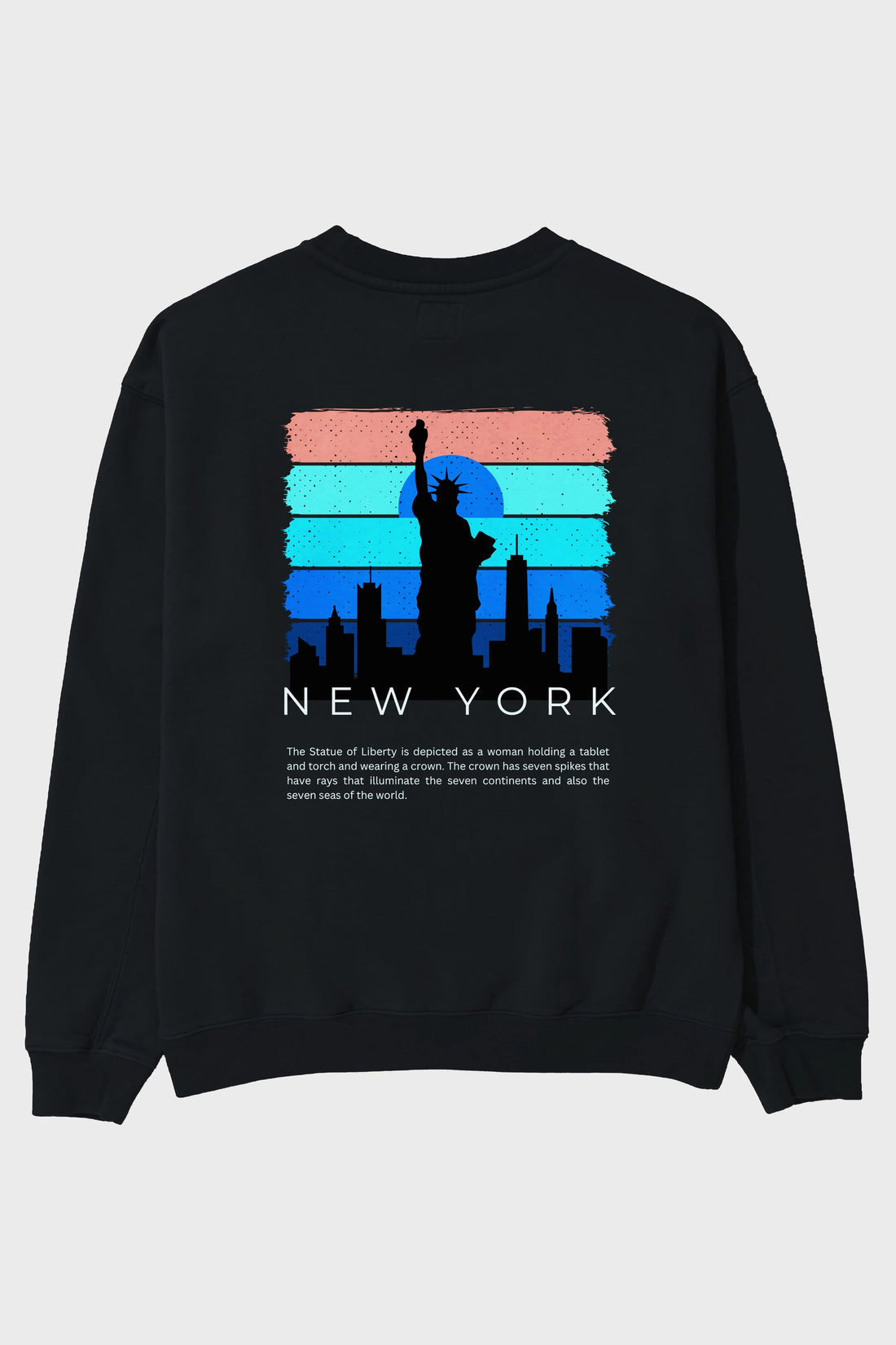New York Yazılı Arka Baskılı Oversize Sweatshirt Erkek Kadın Unisex