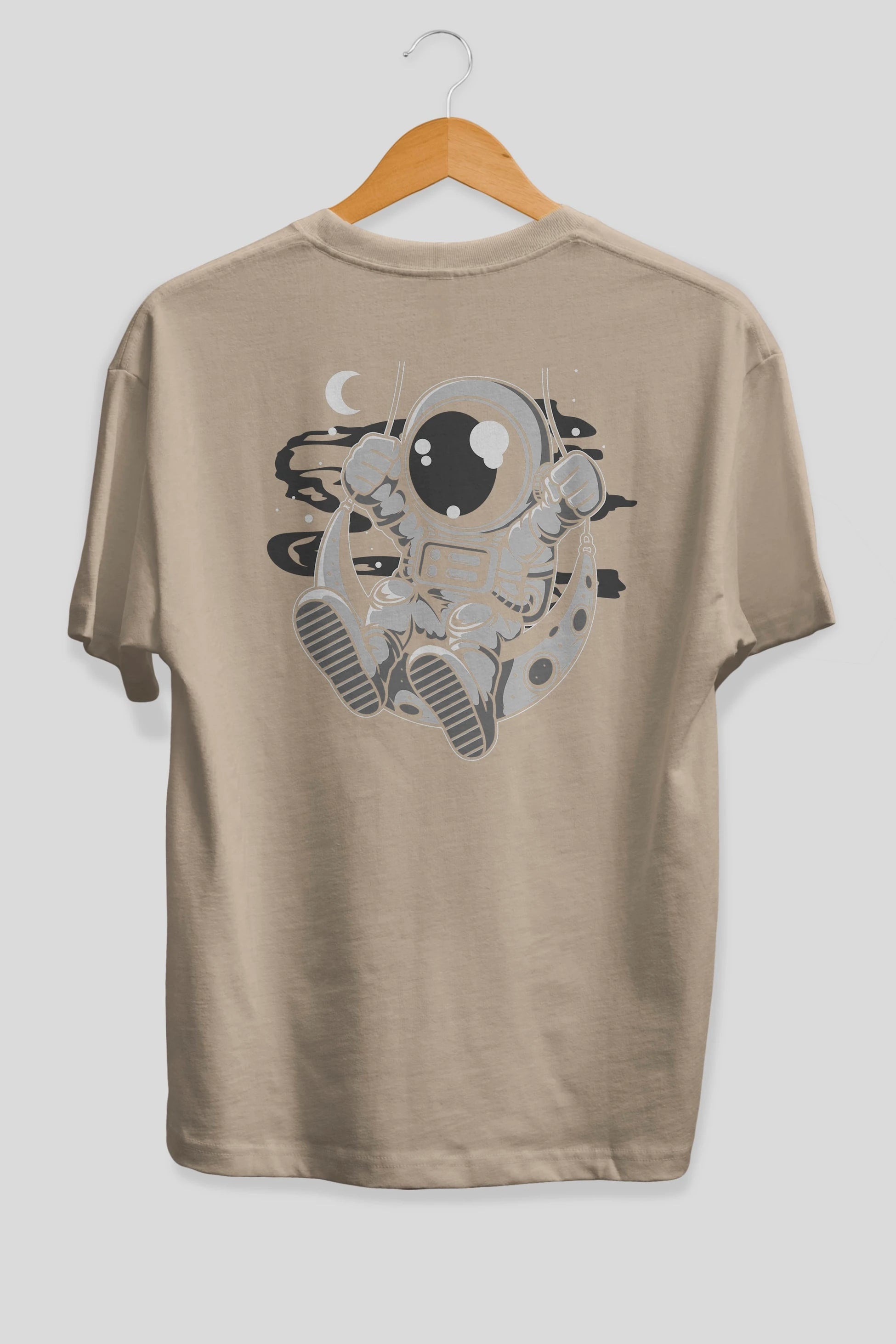 Astronaut Moon Swinger Arka Baskılı Oversize t-shirt Erkek Kadın Unisex