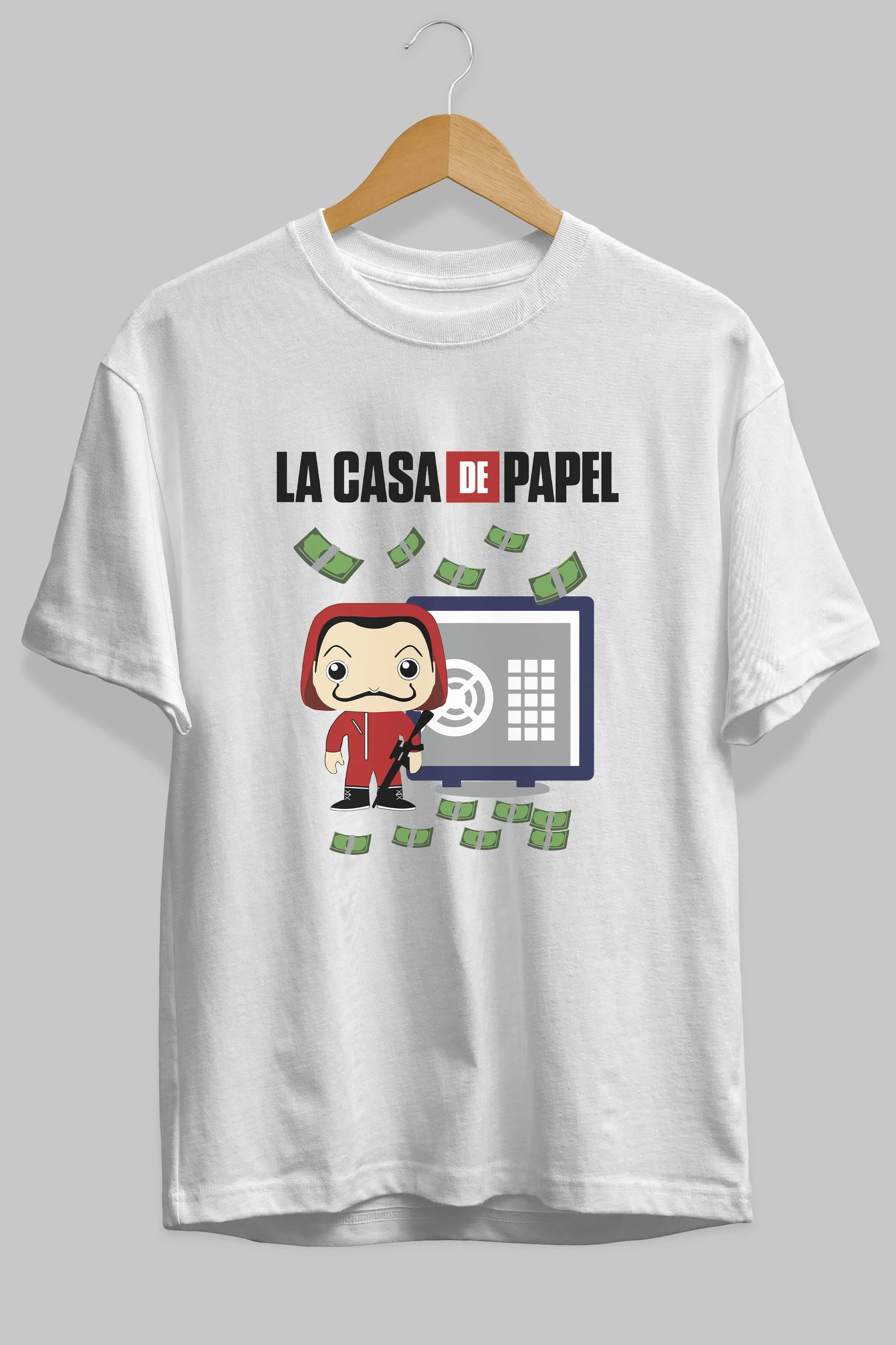 La Casa De Papel (4) Ön Baskılı Oversize t-shirt Erkek Kadın Unisex %100 Pamuk Bisiklet Yaka tişort