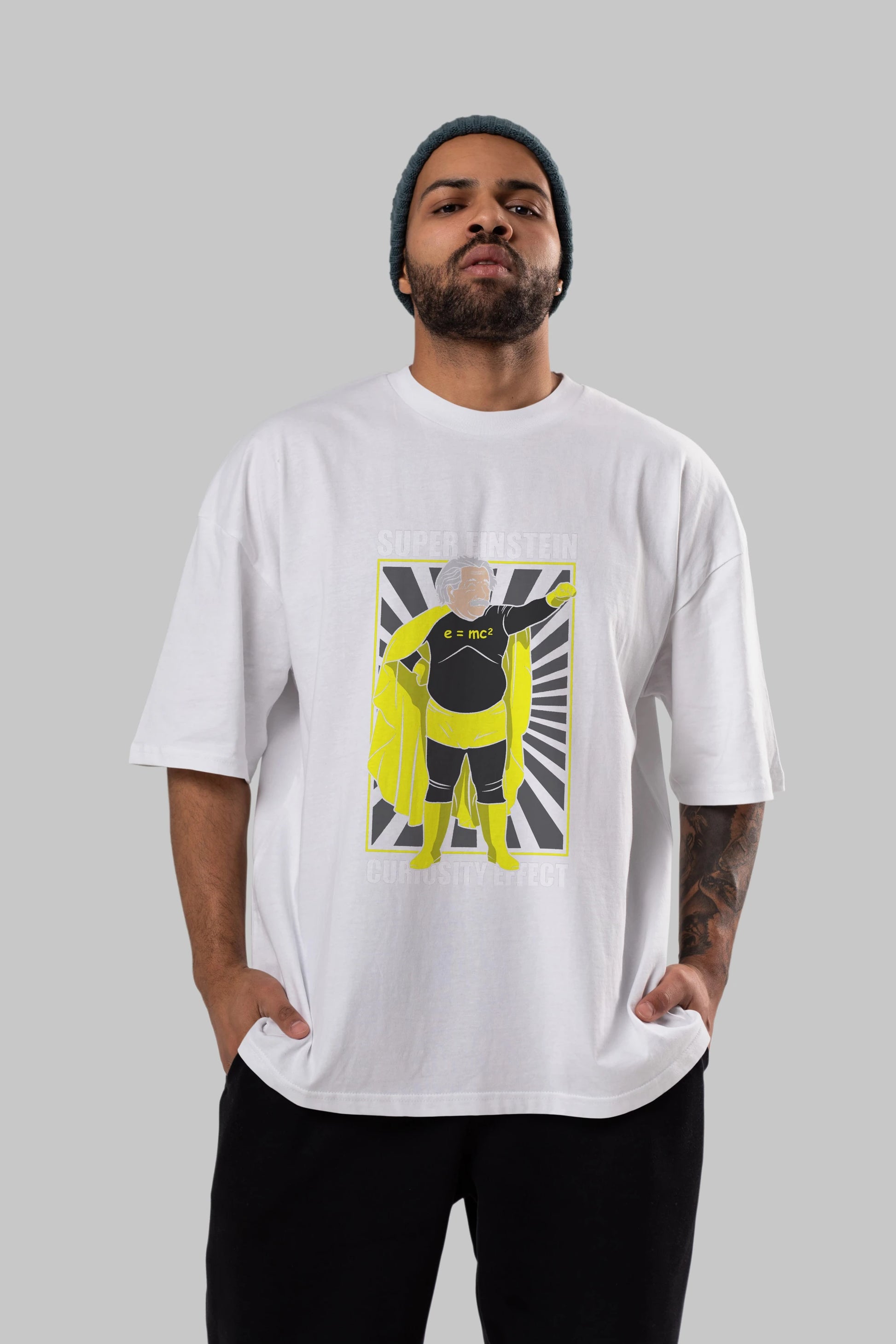 Super Einsten Ön Baskılı Oversize t-shirt Erkek Kadın Unisex %100 Pamuk tişort