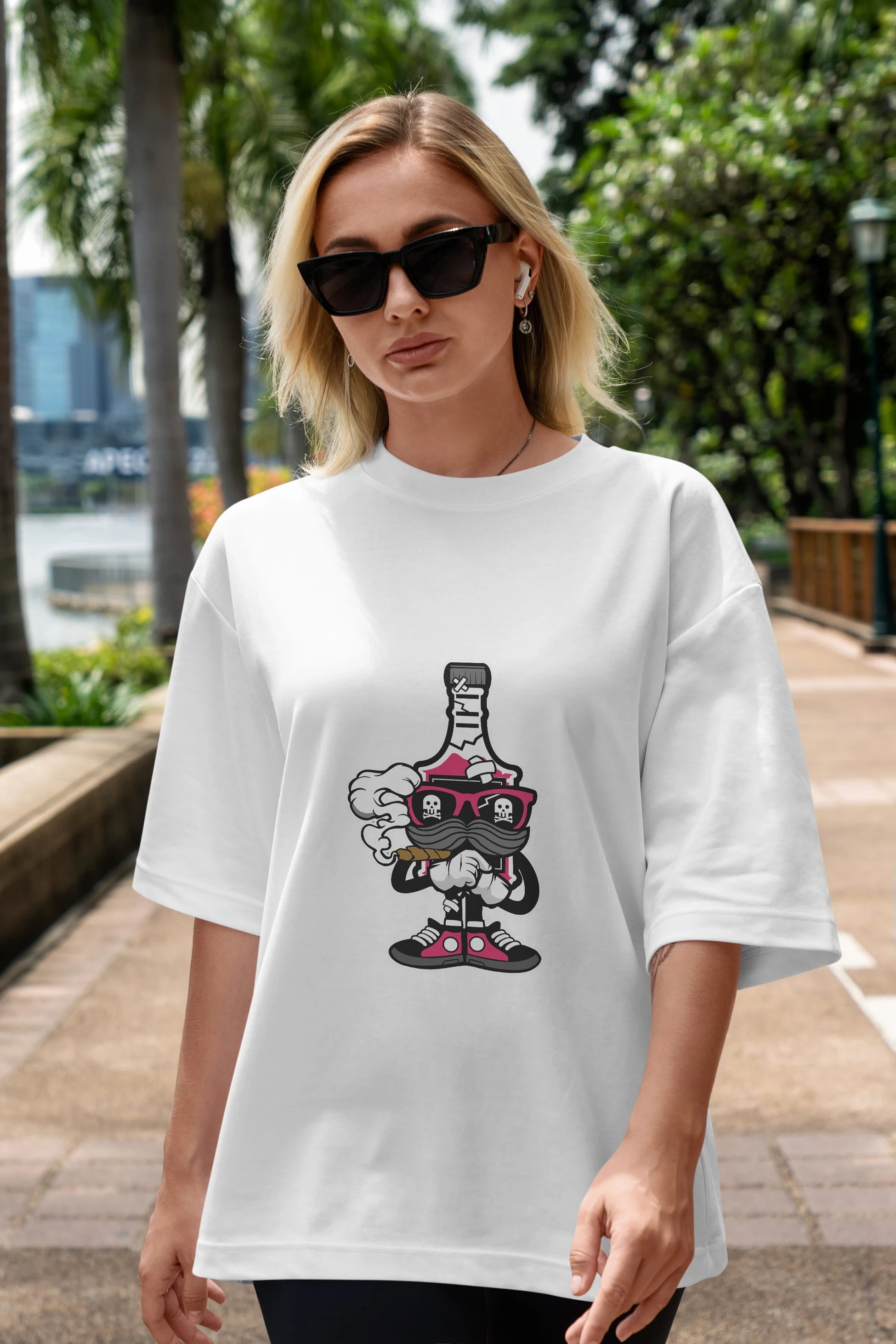 Vodka Bottle Ön Baskılı Oversize t-shirt Erkek Kadın Unisex %100 Pamuk tişort