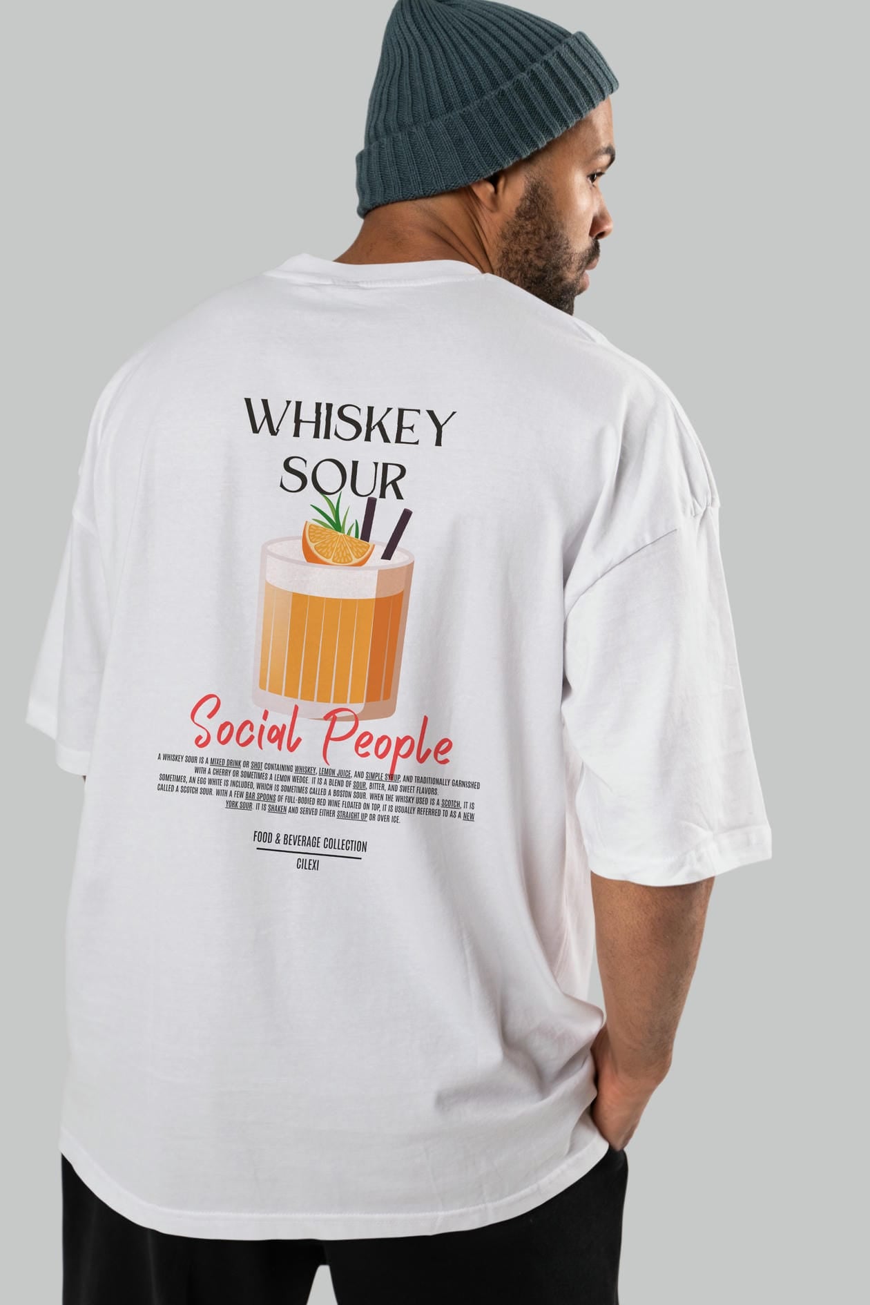 Whıskey Sour Kokteyl Serisi Baskılı Oversize t-shirt Erkek Kadın Unisex %100 Pamuk Bisiklet Yaka tişort
