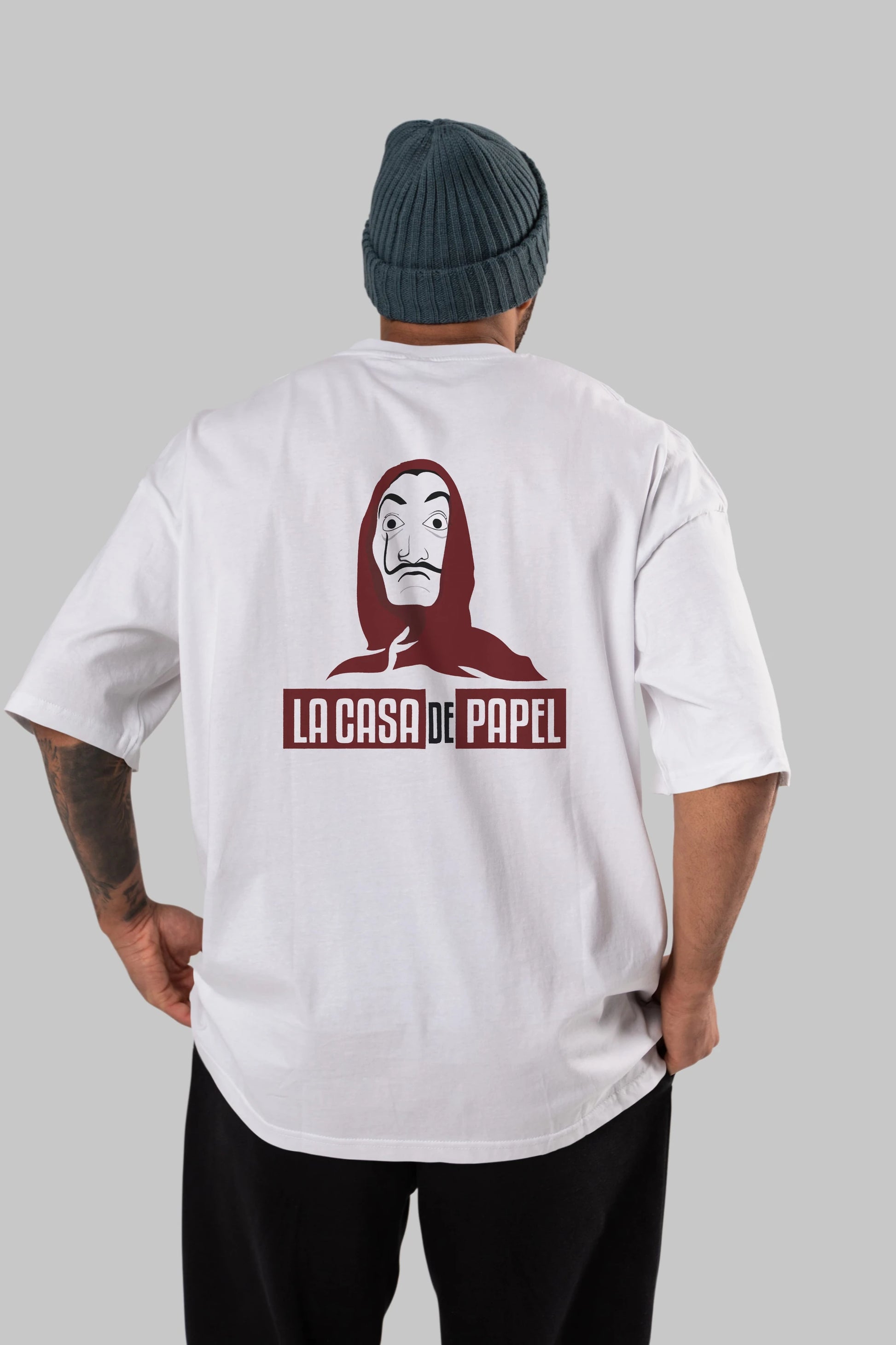 La Casa De Papel (1) Arka Baskılı Oversize t-shirt Erkek Kadın Unisex %100 Pamuk Bisiklet Yaka tişort