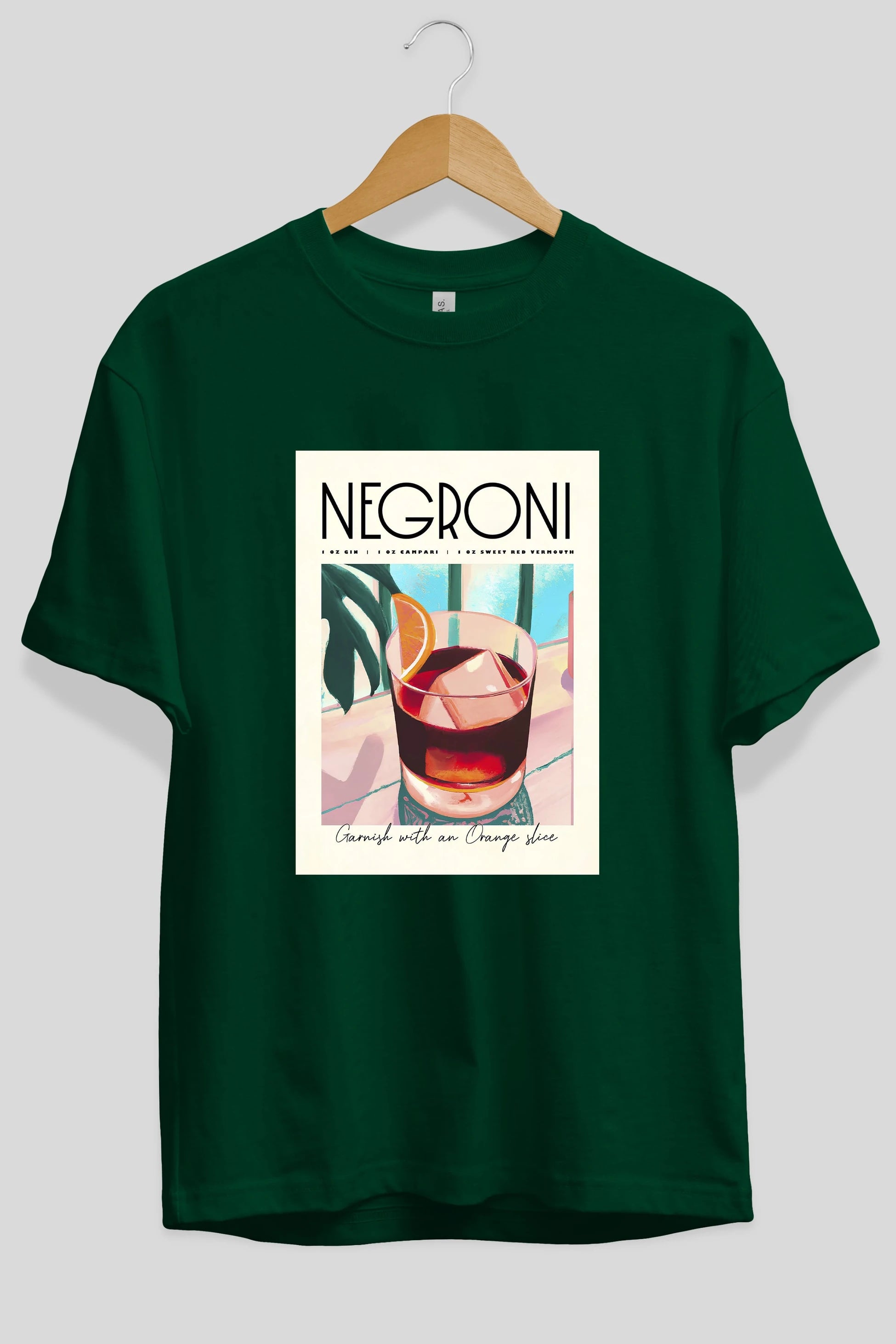 Negroni 4 Ön Baskılı Oversize t-shirt Erkek Kadın Unisex %100 Pamuk Bisiklet Yaka tişort