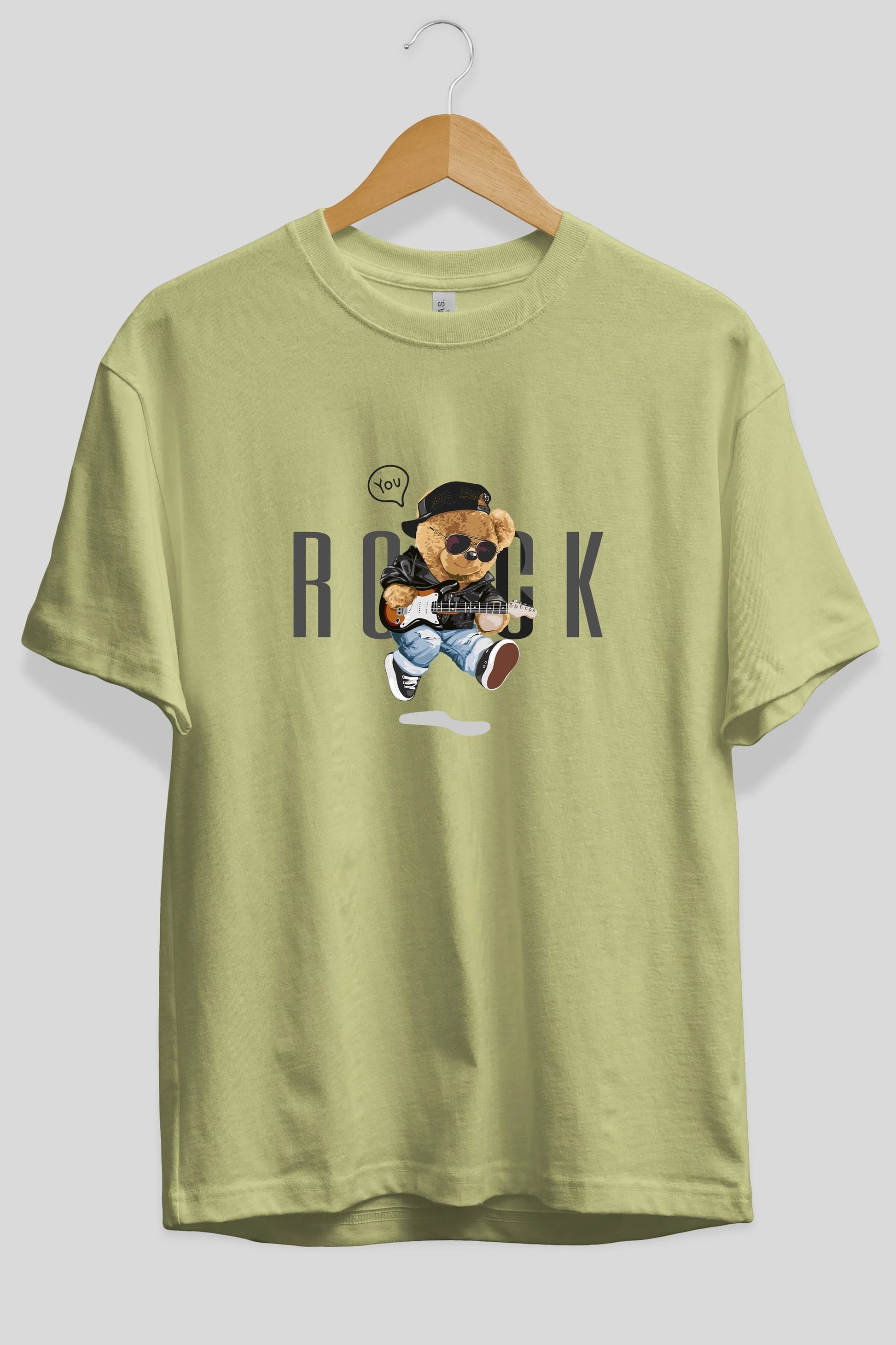 Teddy Bear Rock Ön Baskılı Oversize t-shirt Erkek Kadın Unisex %100 Pamuk