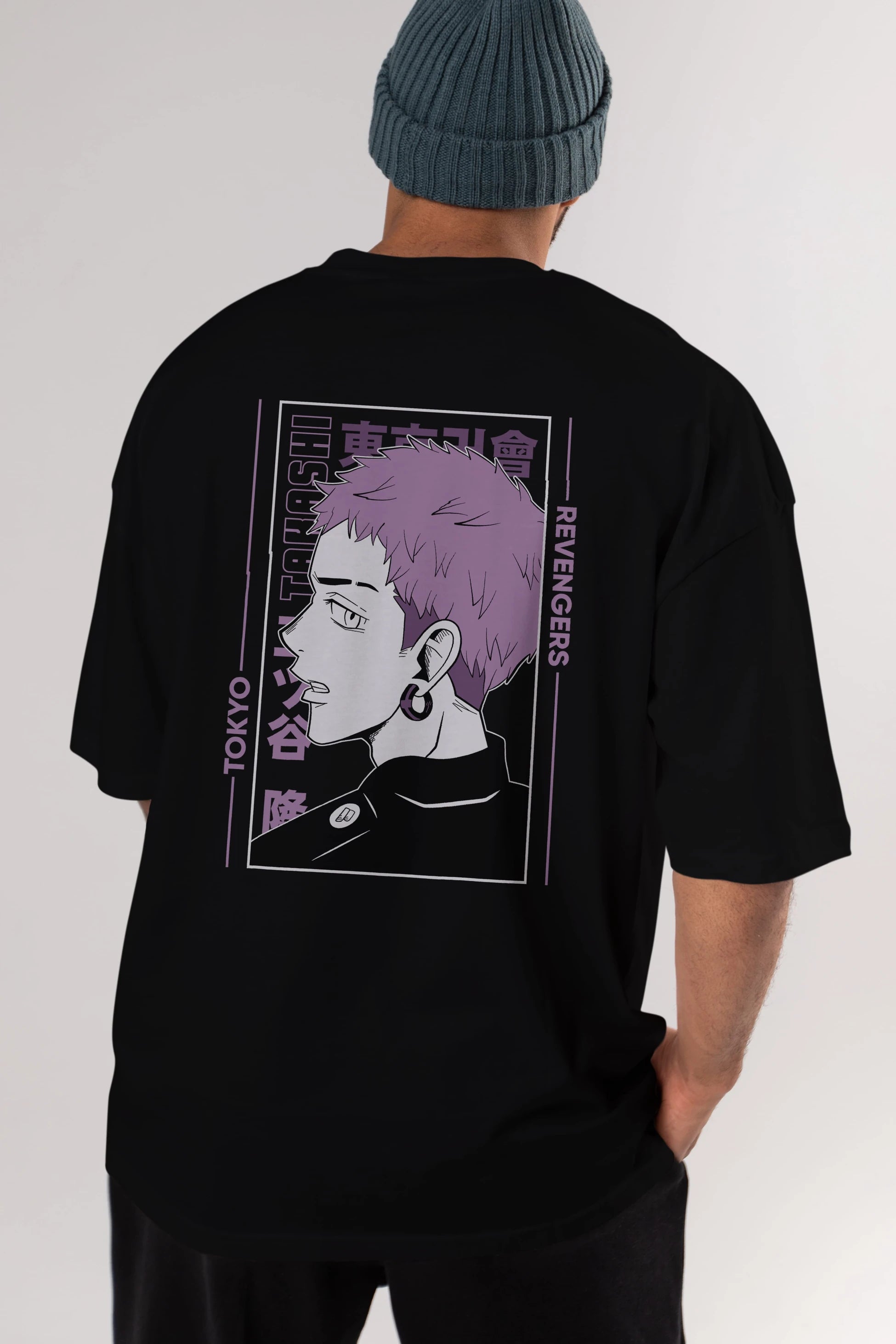 Takashi Mitsuya Anime Arka Baskılı Oversize t-shirt Erkek Kadın Unisex
