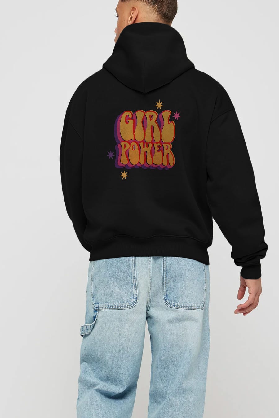 Girl Power Yazılı Arka Baskılı Oversize Hoodie Kapüşonlu Sweatshirt Erkek Kadın Unisex