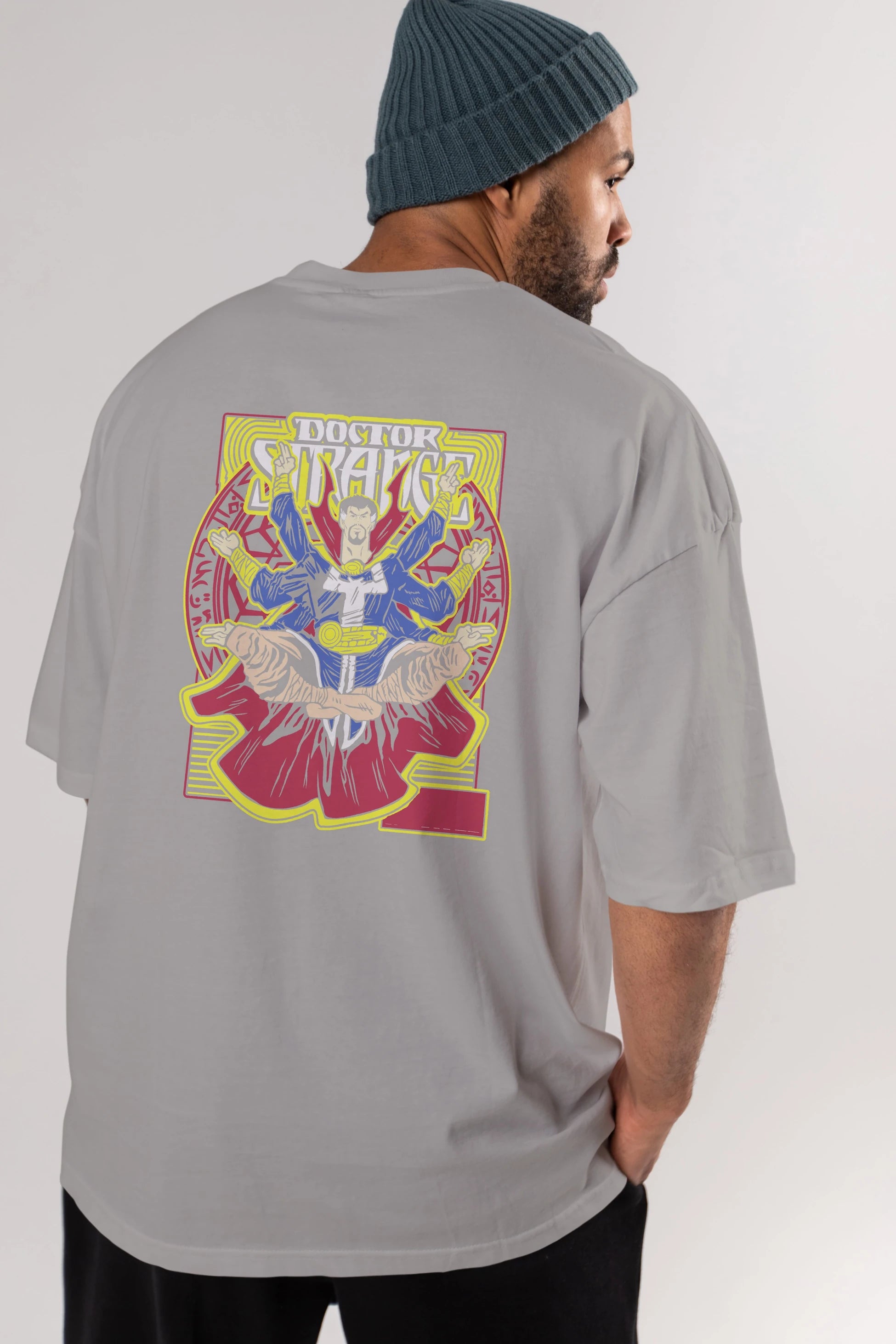 Doctor Strange (1) Arka Baskılı Oversize t-shirt Erkek Kadın Unisex %100 Pamuk Bisiklet Yaka tişort