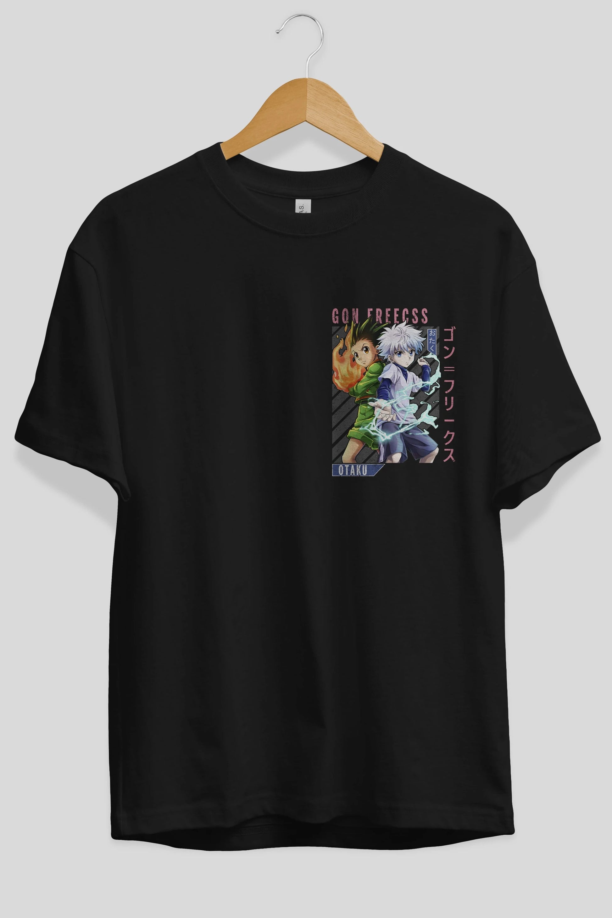 Gon Freecss HUNTER X HUNTER 1 Ön Sol Baskılı Oversize t-shirt Erkek Kadın Unisex %100 Pamuk Bisiklet Yaka tişort