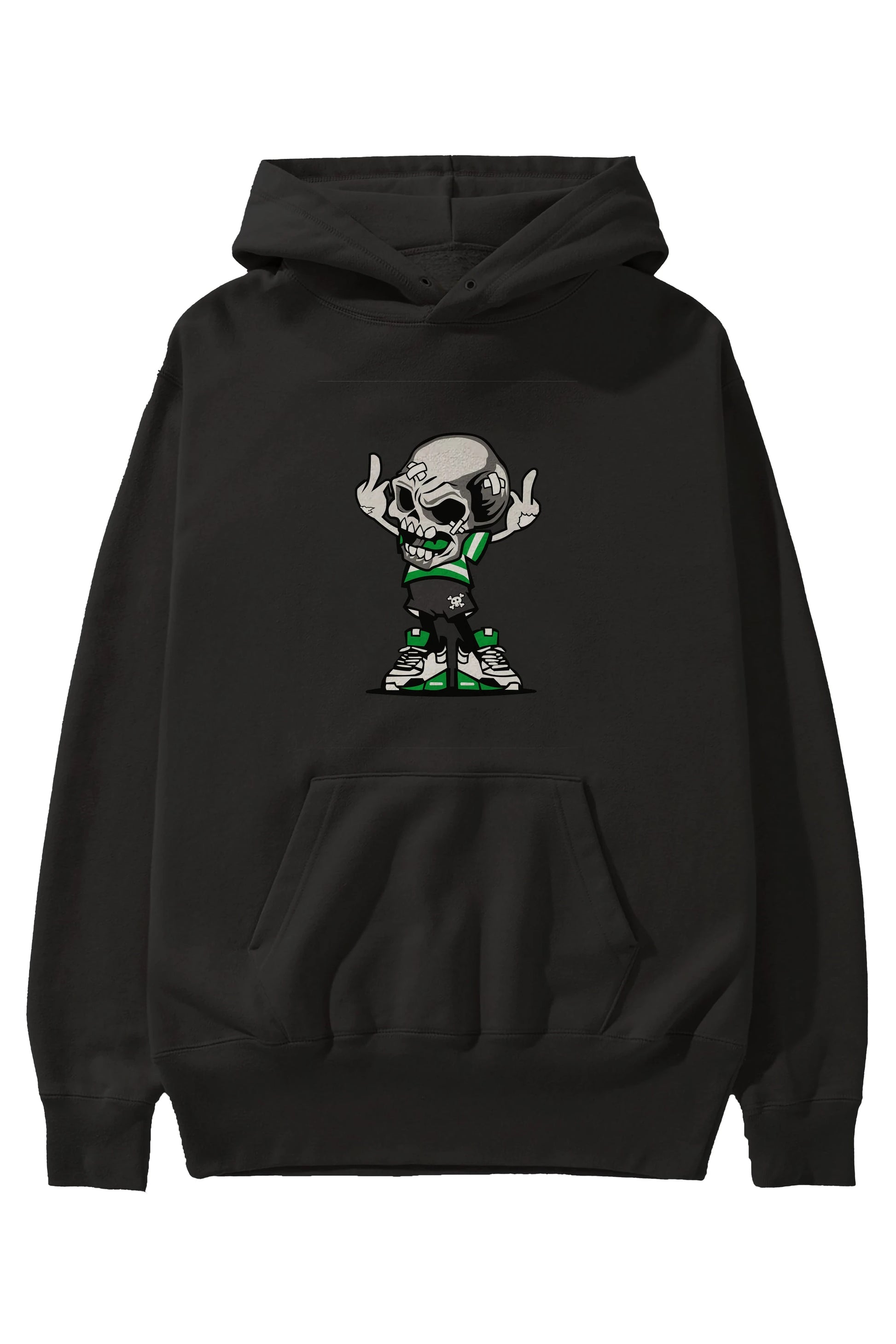 Skull F Hand Ön Baskılı Hoodie Oversize Kapüşonlu Sweatshirt Erkek Kadın Unisex