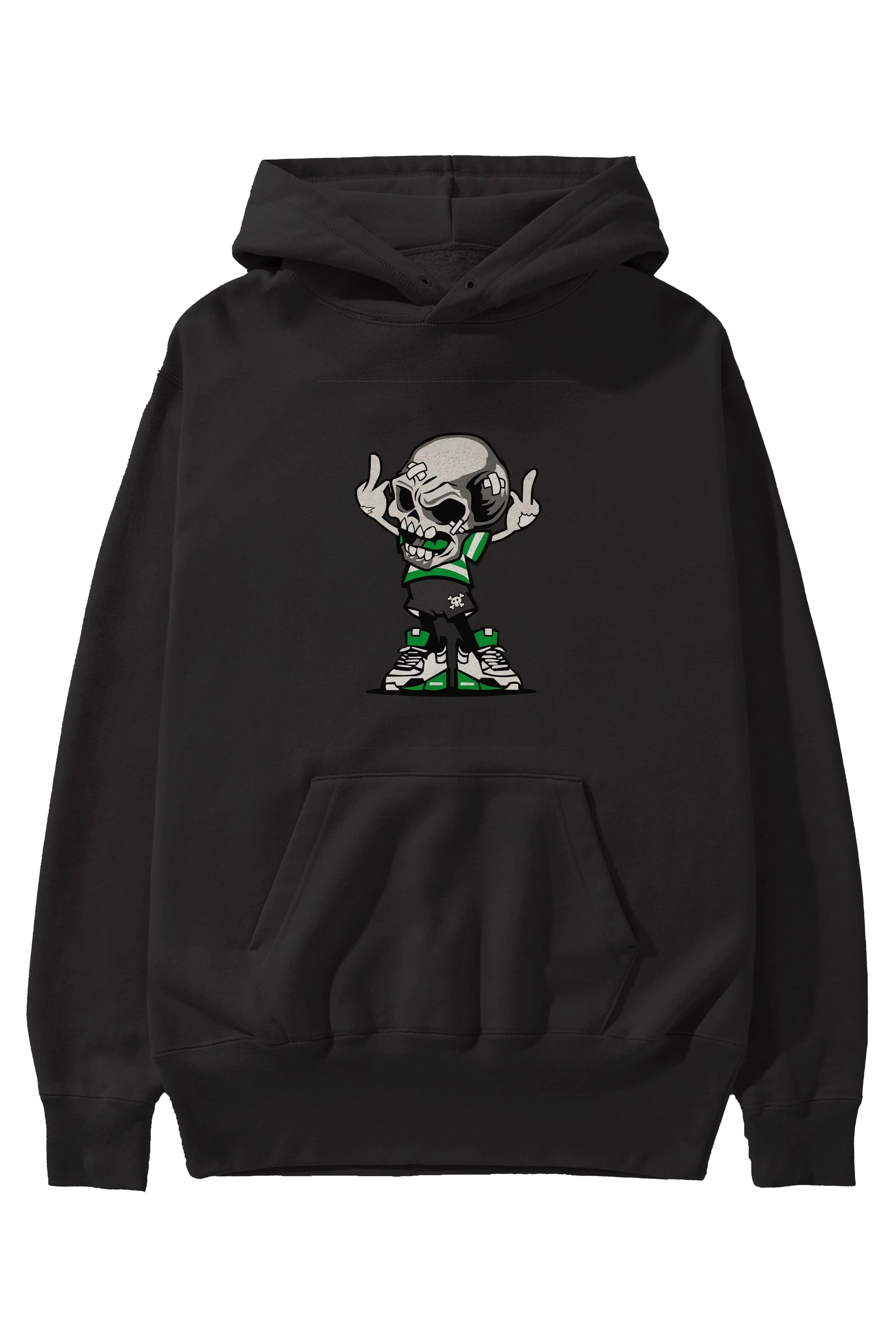Skull F Hand Ön Baskılı Hoodie Oversize Kapüşonlu Sweatshirt Erkek Kadın Unisex