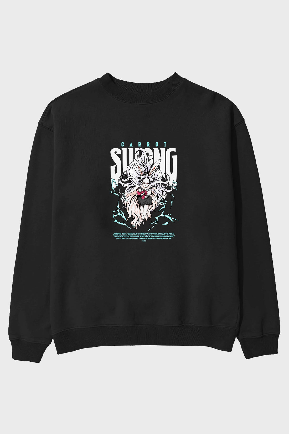 Carrot Sulong Anime Ön Baskılı Oversize Sweatshirt Erkek Kadın Unisex
