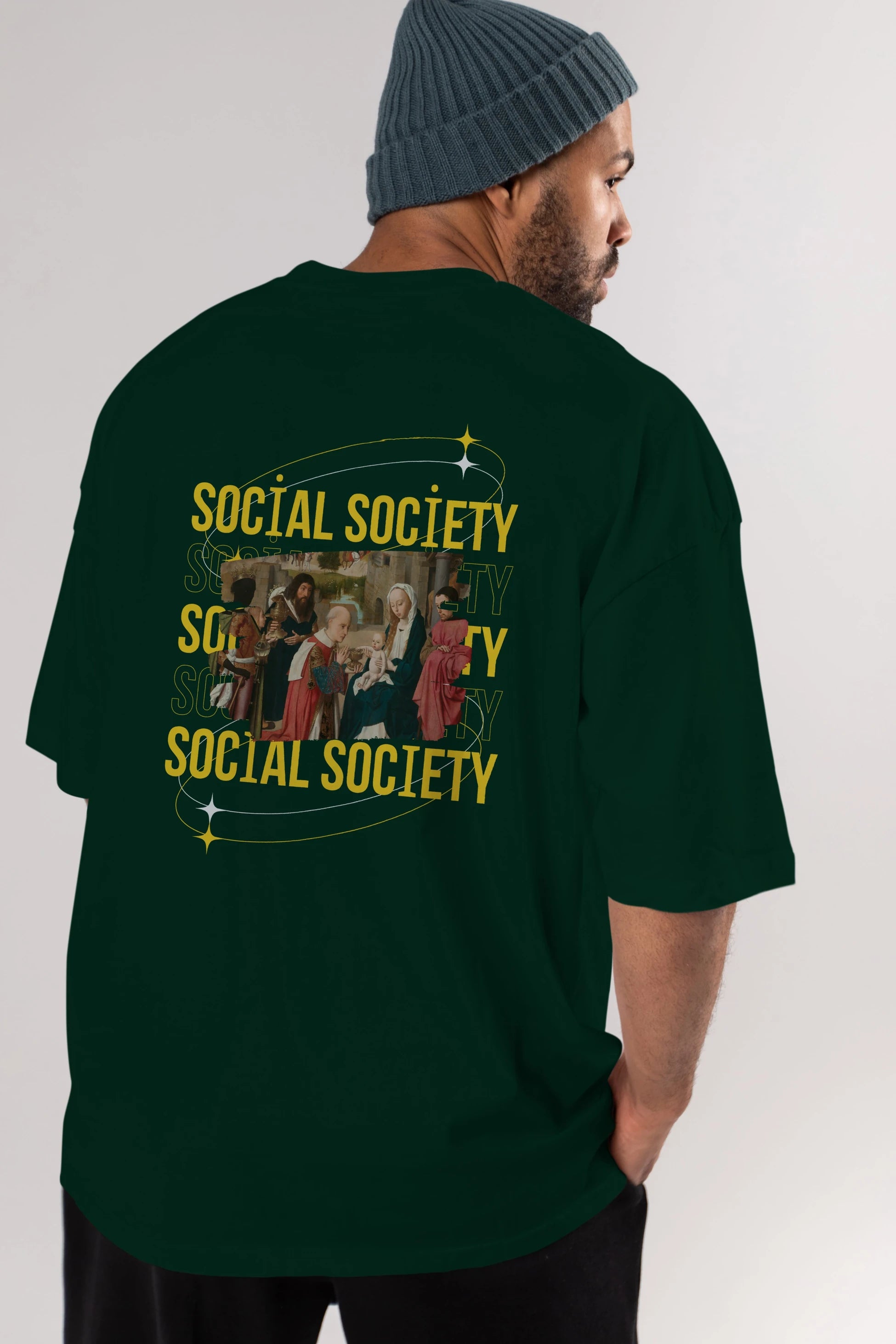 Social Society Yazılı Arka Baskılı Oversize t-shirt Erkek Kadın Unisex