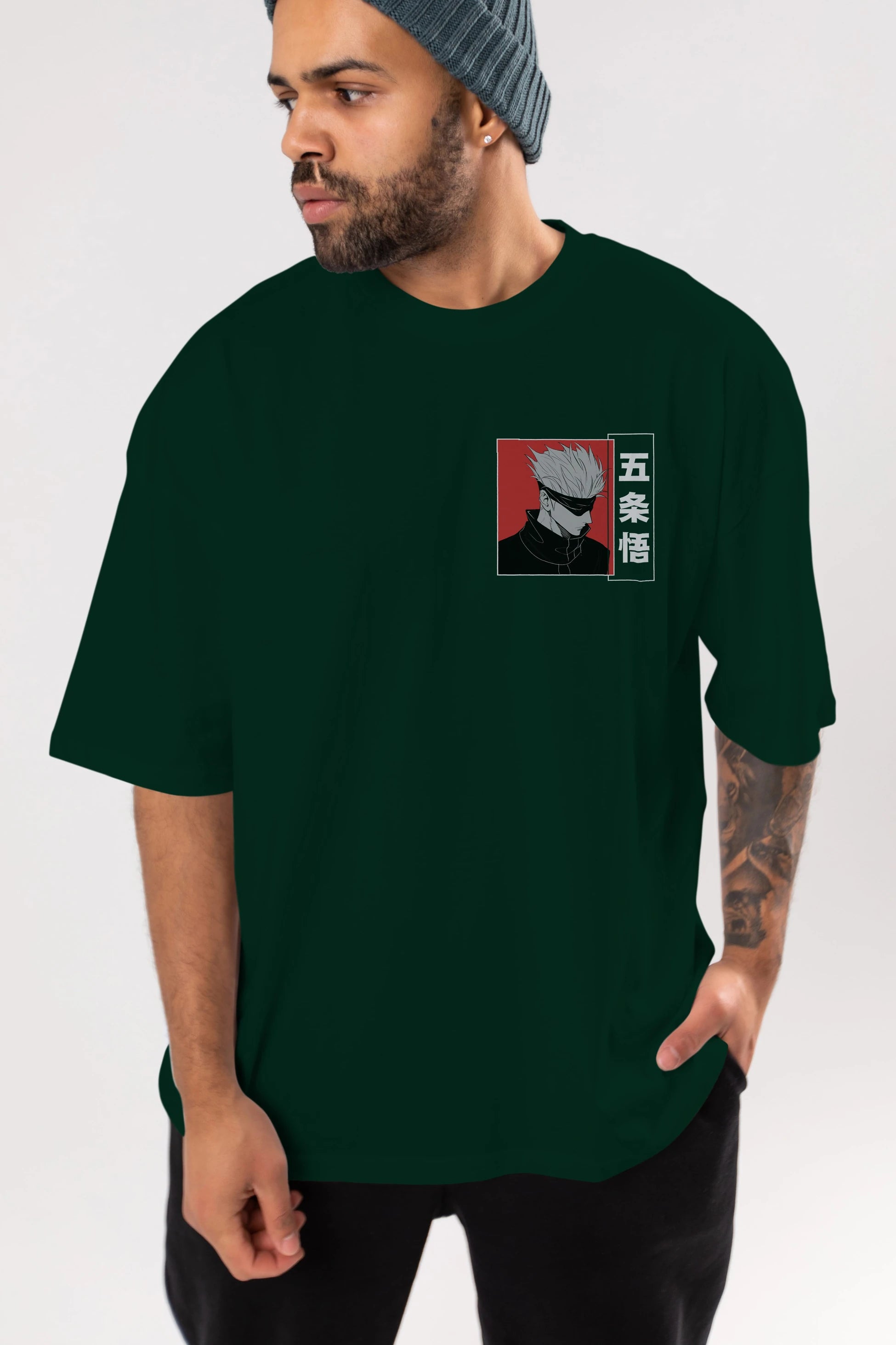 JUJUTSU KAISEN 2 Ön Sol Baskılı Oversize t-shirt Erkek Kadın Unisex %100 Pamuk Bisiklet Yaka tişort