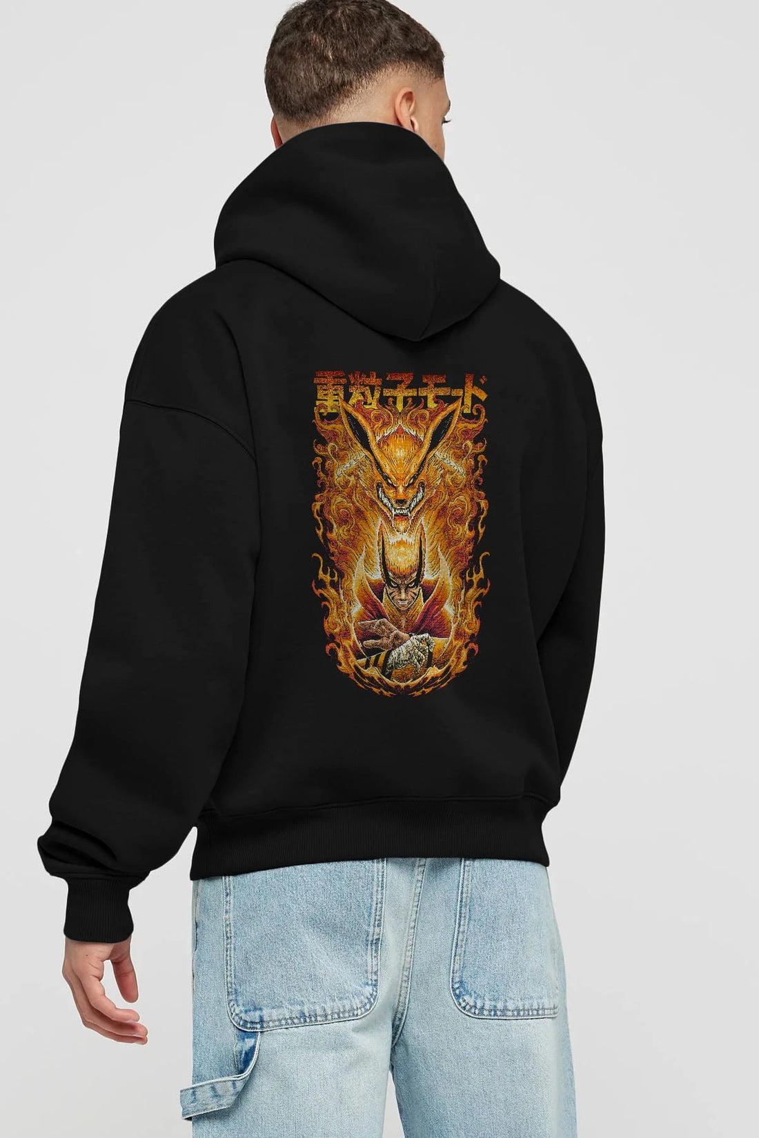 NARUTO KYUUBI 1 Anime Arka Baskılı Hoodie Oversize Kapüşonlu Sweatshirt Erkek Kadın Unisex
