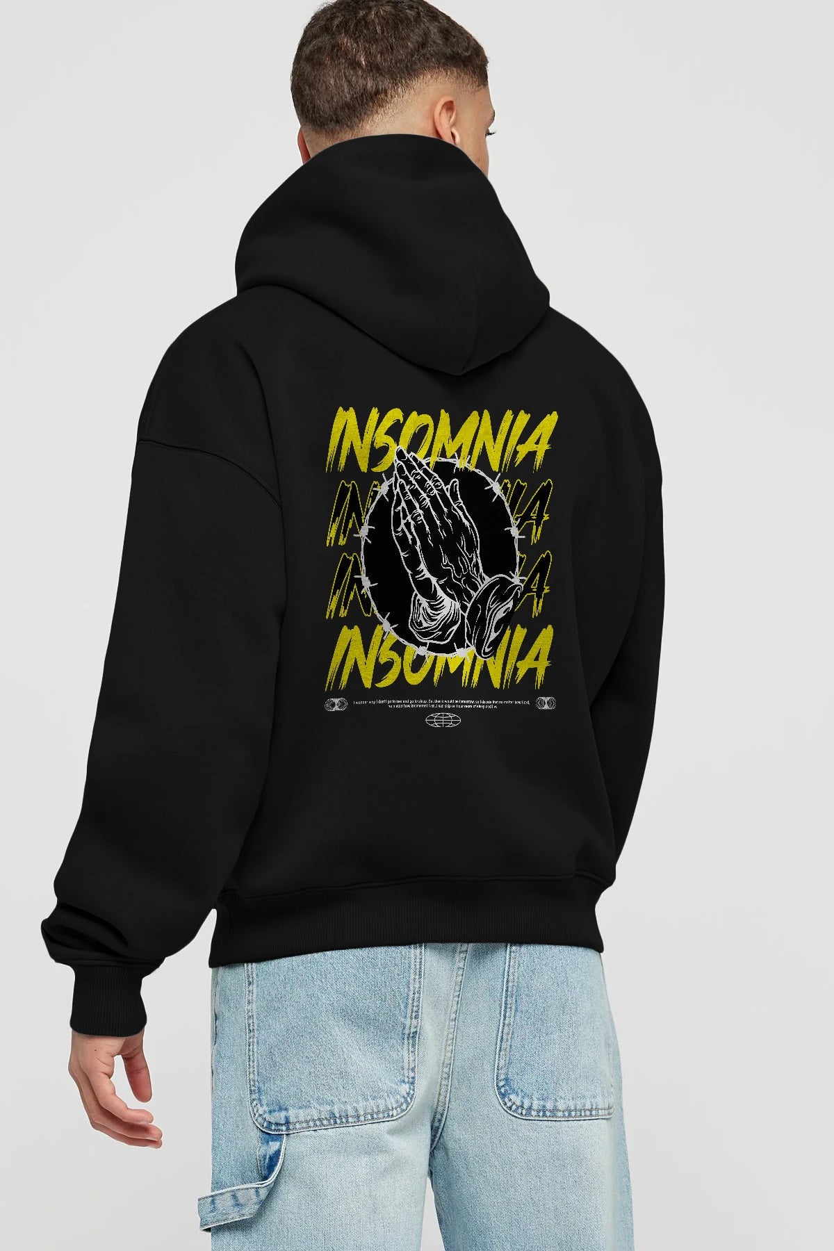 Insomnia Streetwear Arka Baskılı Hoodie Oversize Kapüşonlu Sweatshirt Erkek Kadın Unisex