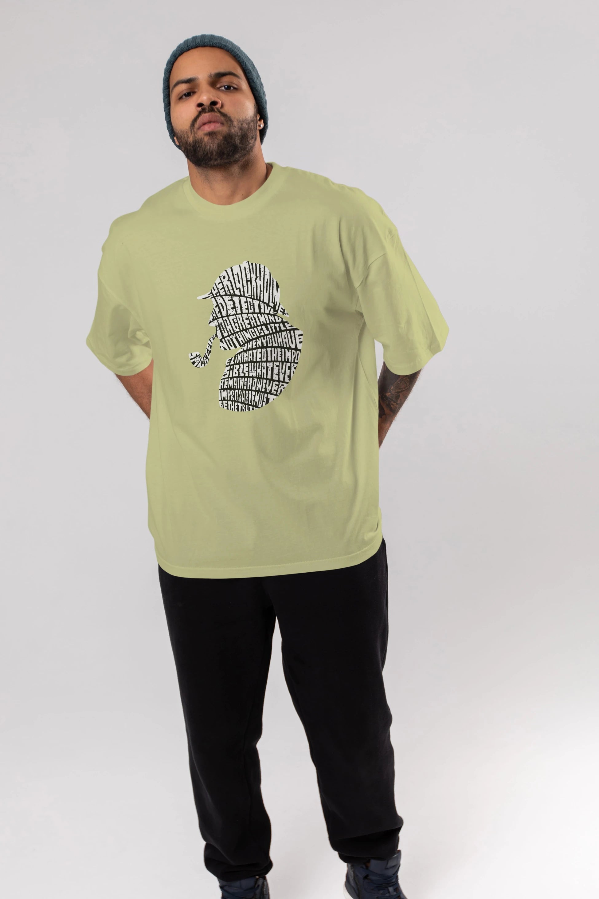 Holmes Ön Baskılı Oversize t-shirt %100 pamuk Erkek Kadın Unisex