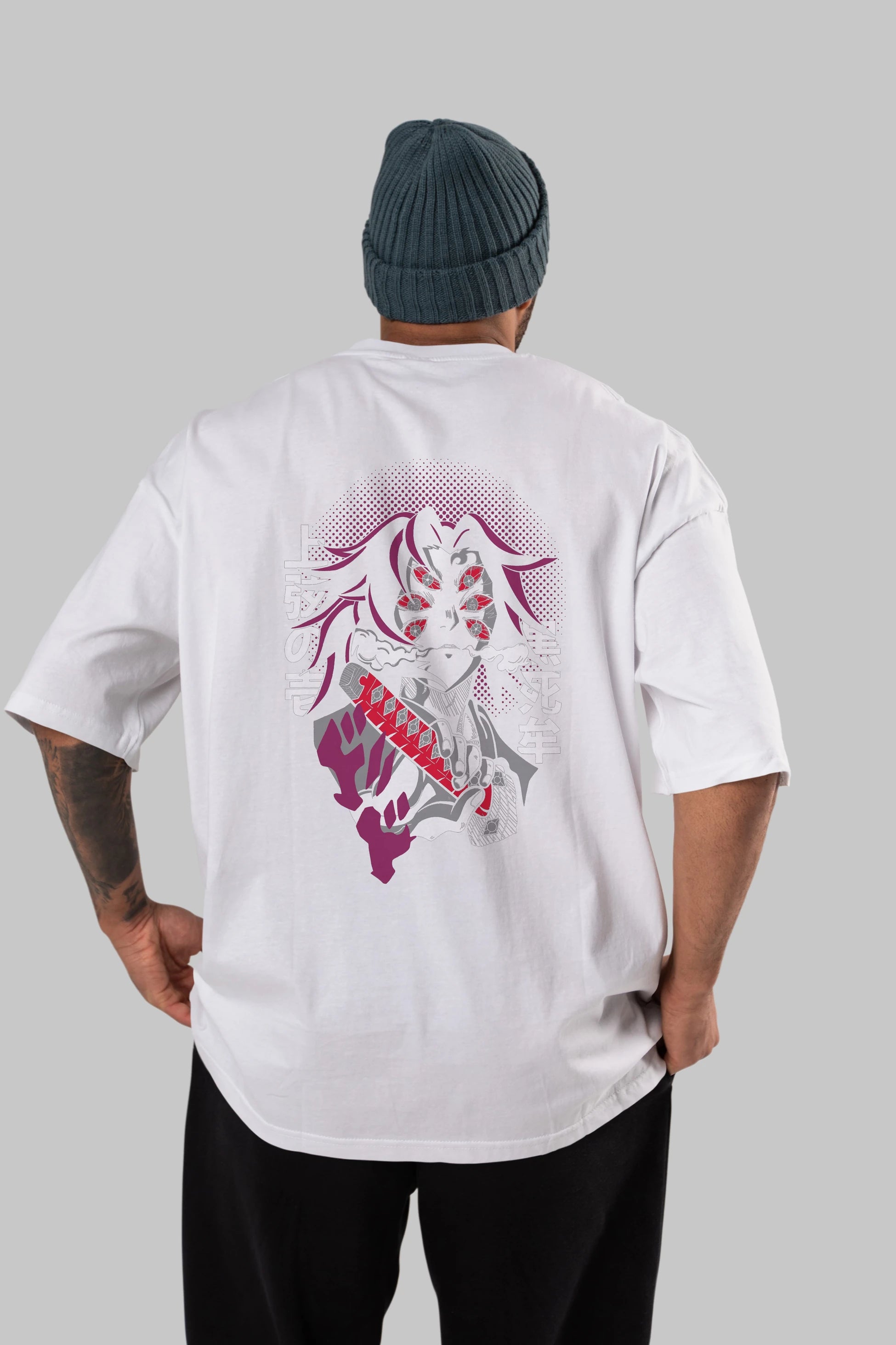 Kokushibo Anime Arka Baskılı Oversize t-shirt Erkek Kadın Unisex