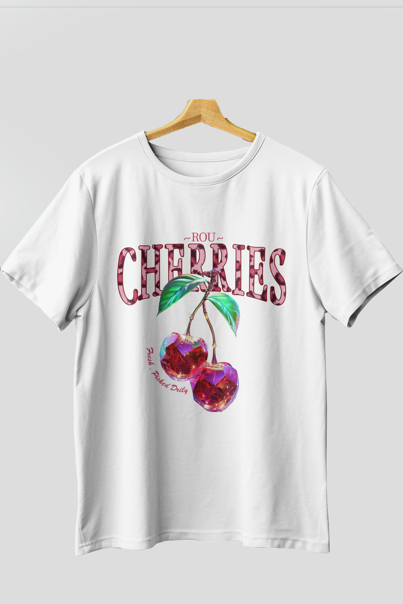 Cherry Cherries 4 Ön Baskılı Oversize t-shirt Erkek Kadın Pamuk Bisiklet Yaka tişort
