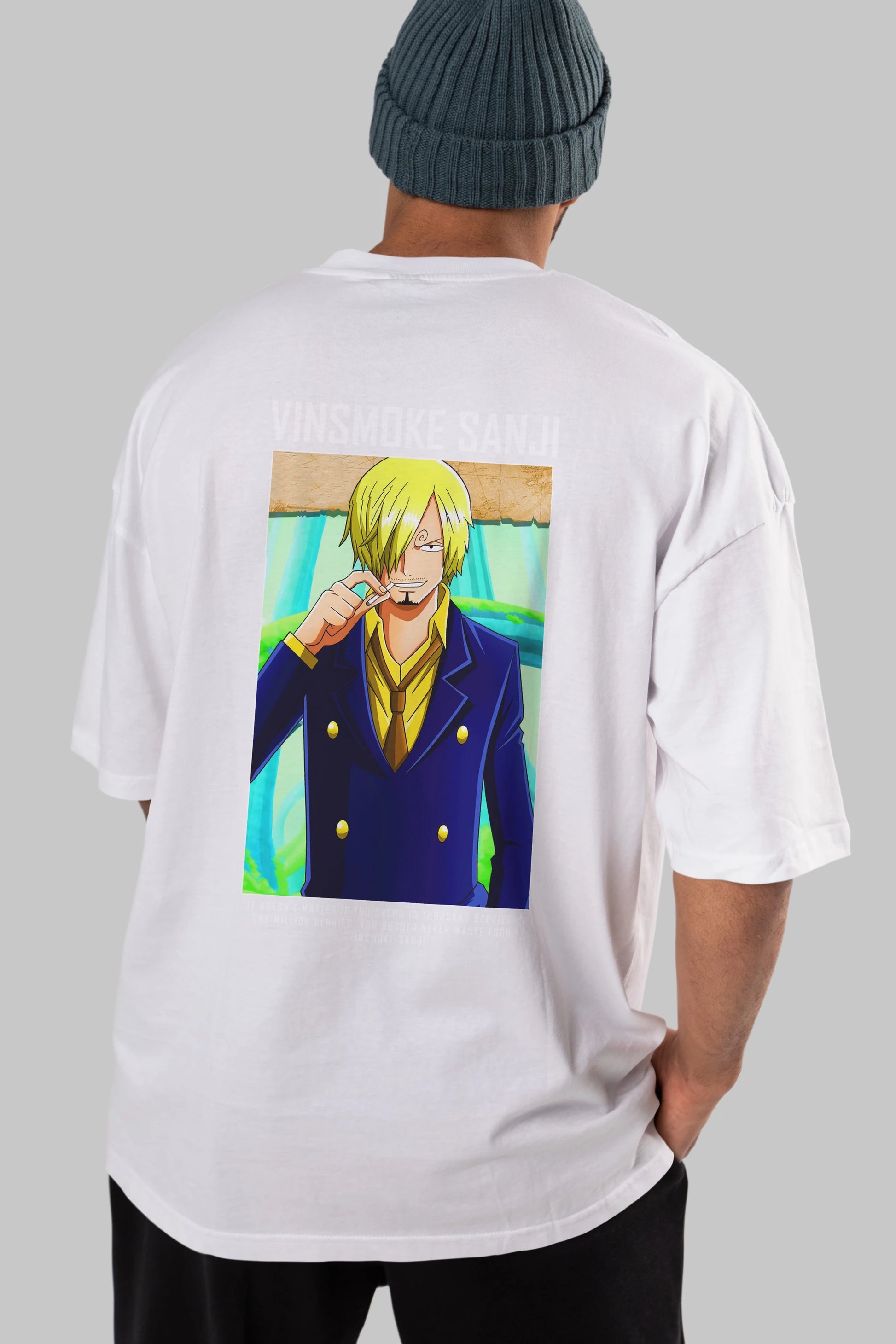 Sanji 2 Anime Arka Baskılı Oversize t-shirt Erkek Kadın Unisex %100 pamuk tişort