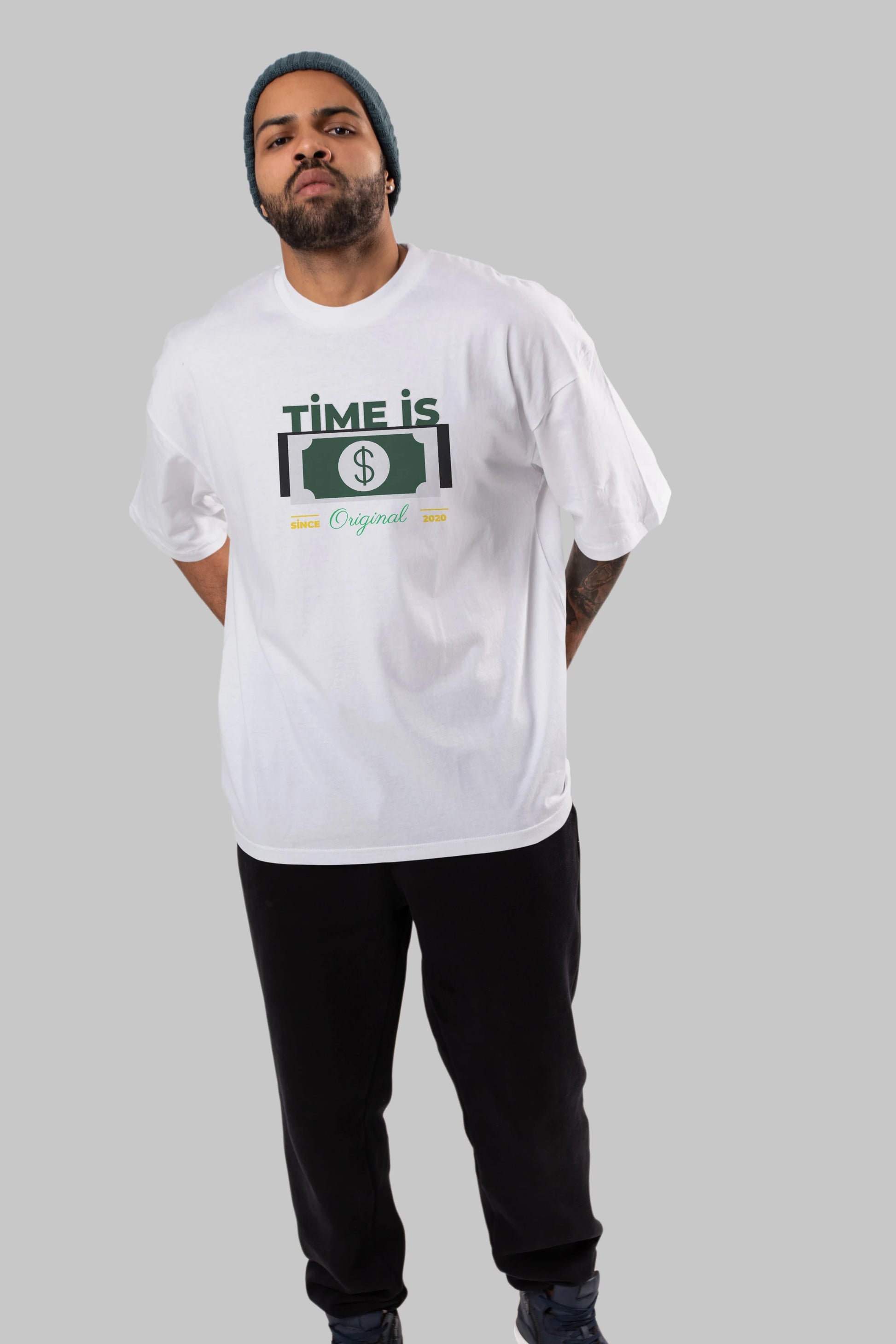 Time is Original Ön Baskılı Oversize t-shirt Erkek Kadın Unisex