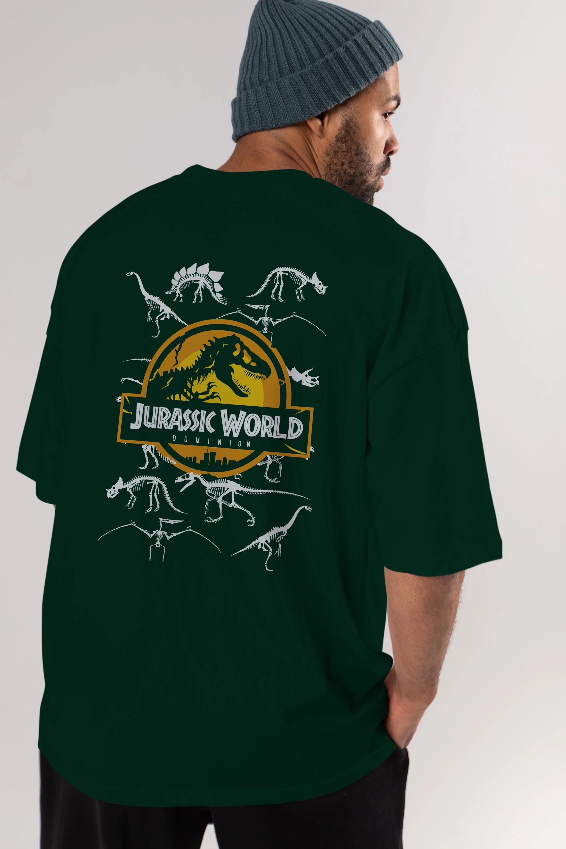 Jurassic Park (5) Arka Baskılı Oversize t-shirt Erkek Kadın Unisex %100 Pamuk Bisiklet Yaka tişort