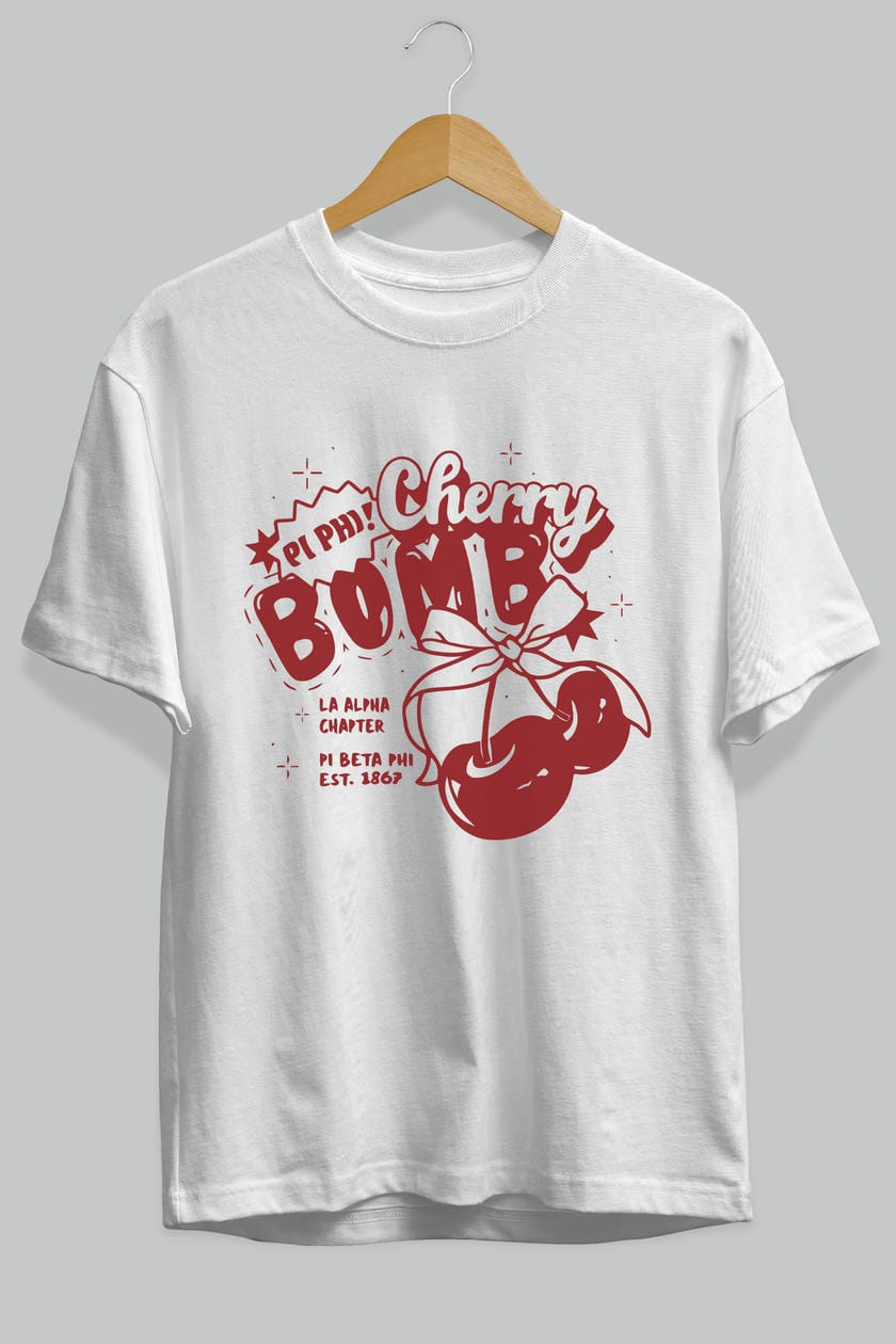 Cherry Bomb Cherries Ön Baskılı Oversize t-shirt Erkek Kadın Pamuk Bisiklet Yaka tişort