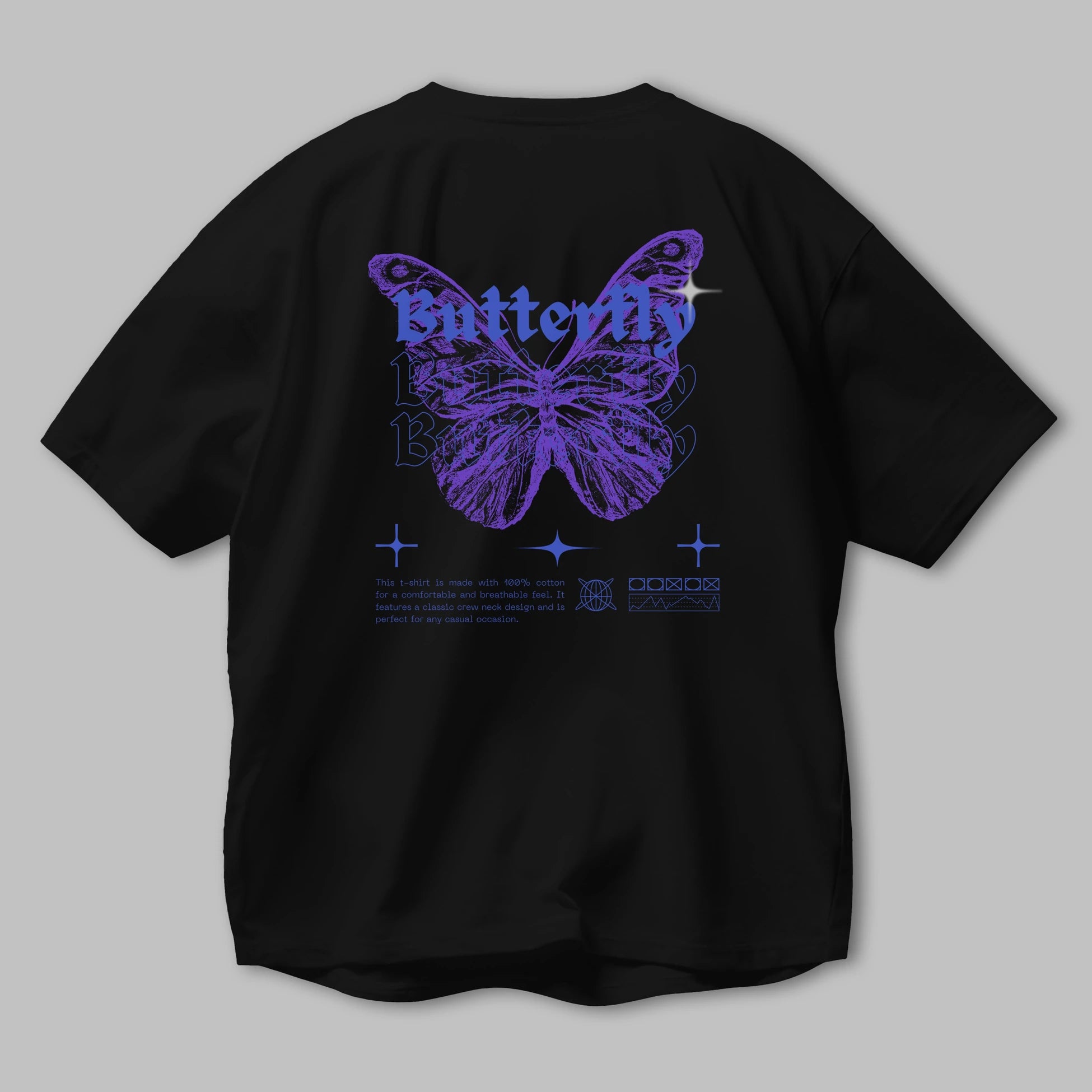 Butterfly Streetwear Arka Baskılı Oversize t-shirt Erkek Kadın Unisex