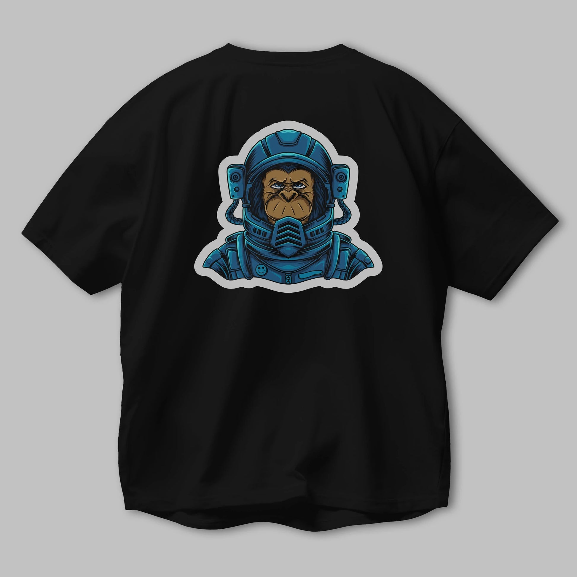 Astromonkey Sticker Arka Baskılı Oversize t-shirt Erkek Kadın Unisex