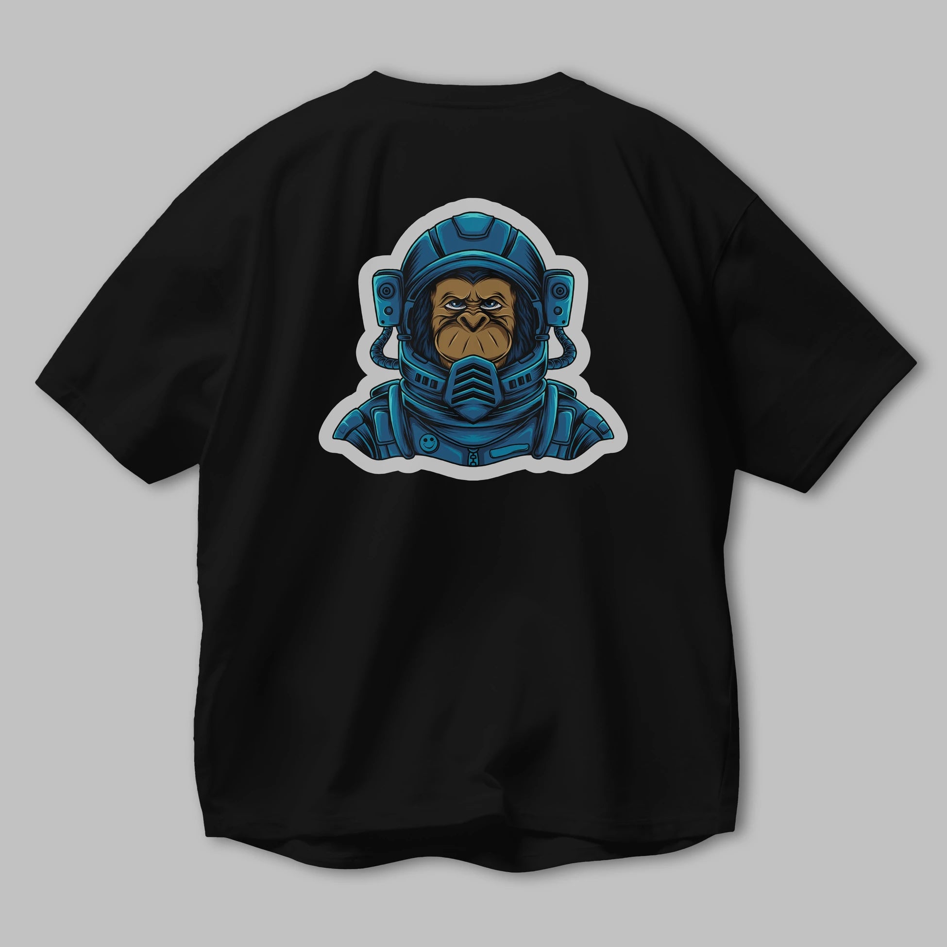 Astromonkey Sticker Arka Baskılı Oversize t-shirt Erkek Kadın Unisex