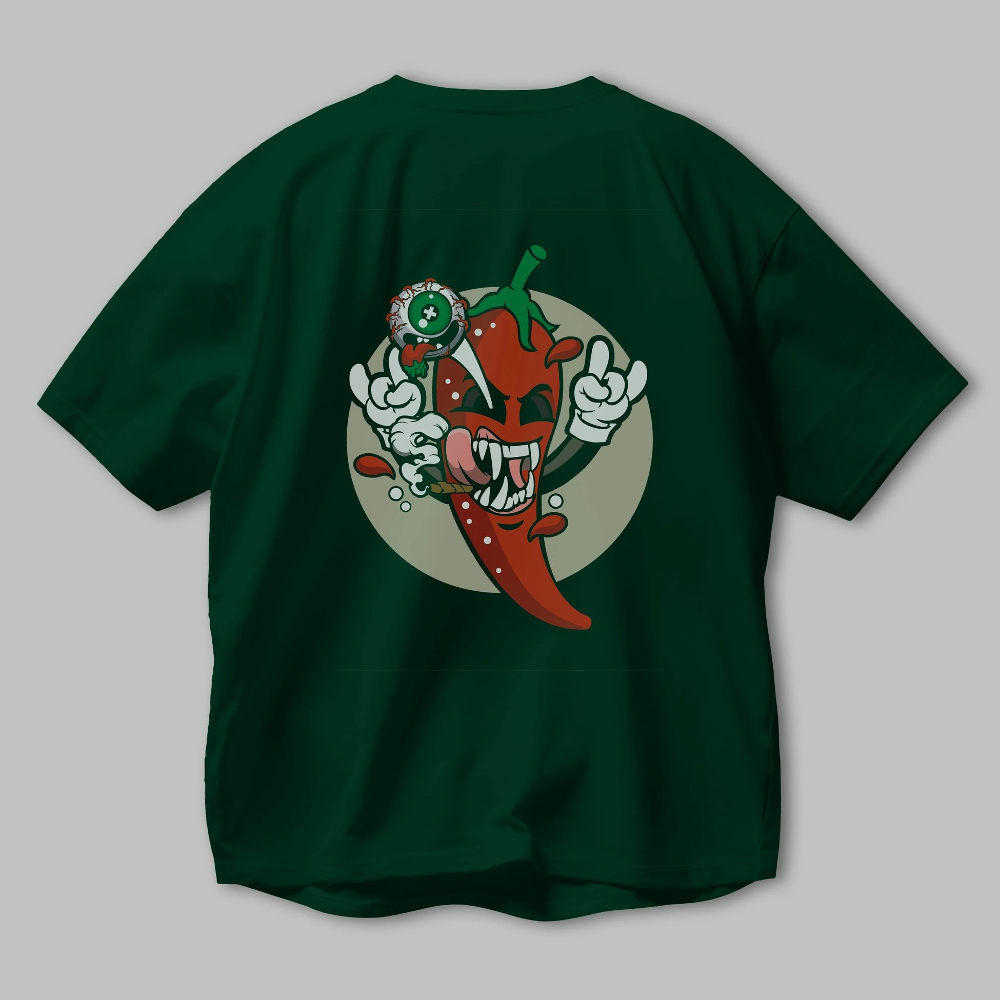 Chili Monster Arka Baskılı Oversize t-shirt Erkek Kadın Unisex %100 Pamuk tişort