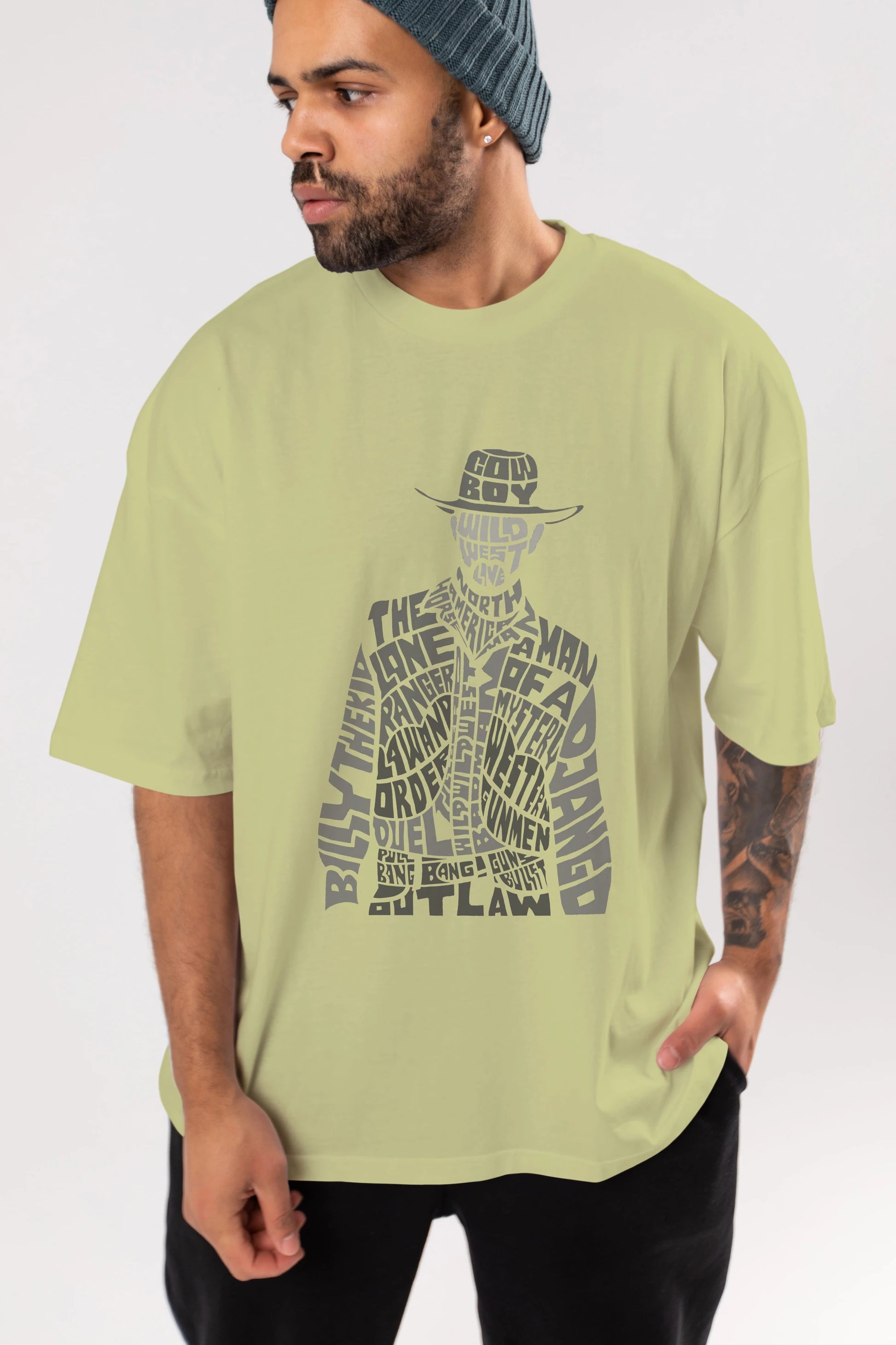 Cowboy Ön Baskılı Oversize t-shirt %100 pamuk Erkek Kadın Unisex