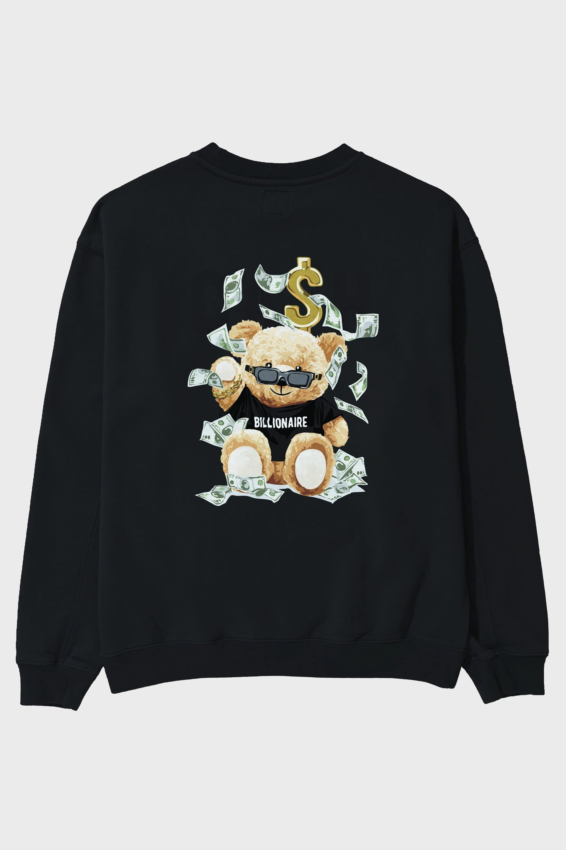 Teddy Bear Billionaire Arka Baskılı Oversize Sweatshirt Erkek Kadın Unisex