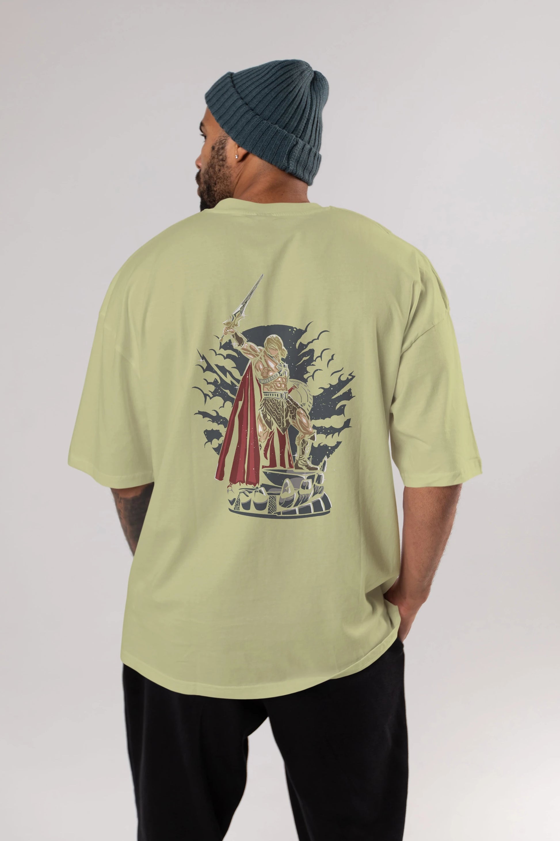 Warrior Arka Baskılı Oversize t-shirt Erkek Kadın Unisex %100 Pamuk