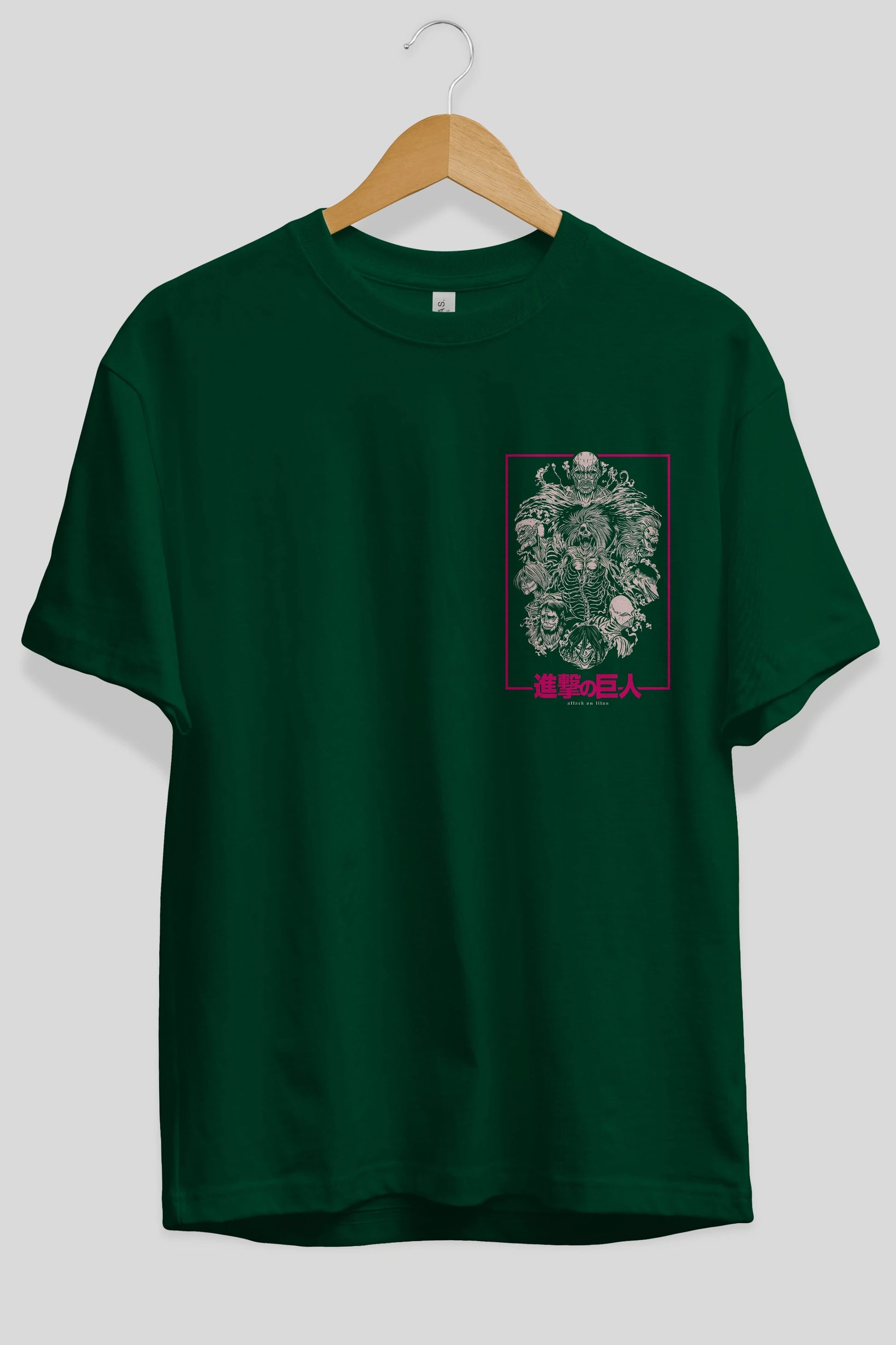 ATTACK ON TITANS Ön Sol Baskılı Oversize t-shirt Erkek Kadın Unisex %100 Pamuk Bisiklet Yaka tişort