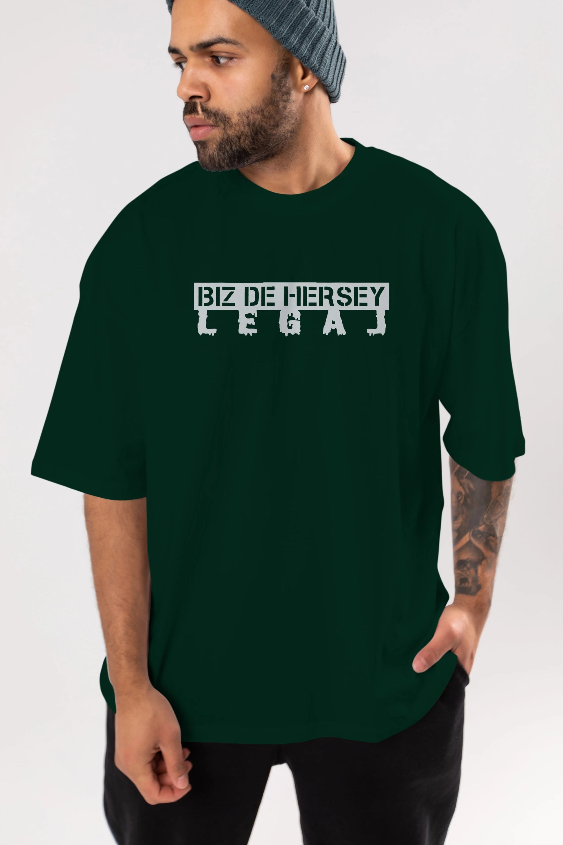 Biz De Herşey Legal Ön Baskılı Oversize t-shirt %100 pamuk Erkek Kadın Unisex