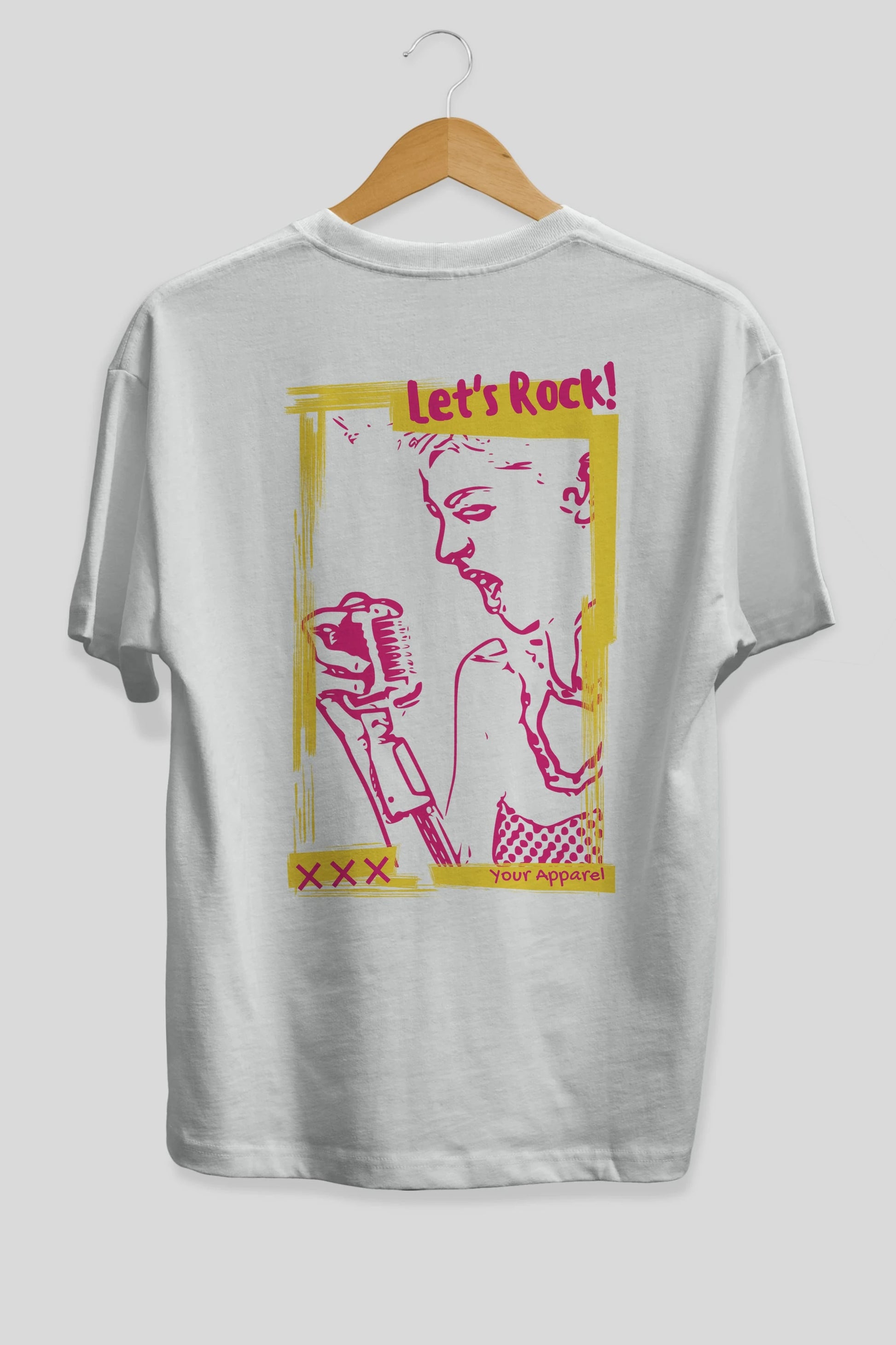Let's Rock Yazılı Arka Baskılı Oversize t-shirt Erkek Kadın Unisex