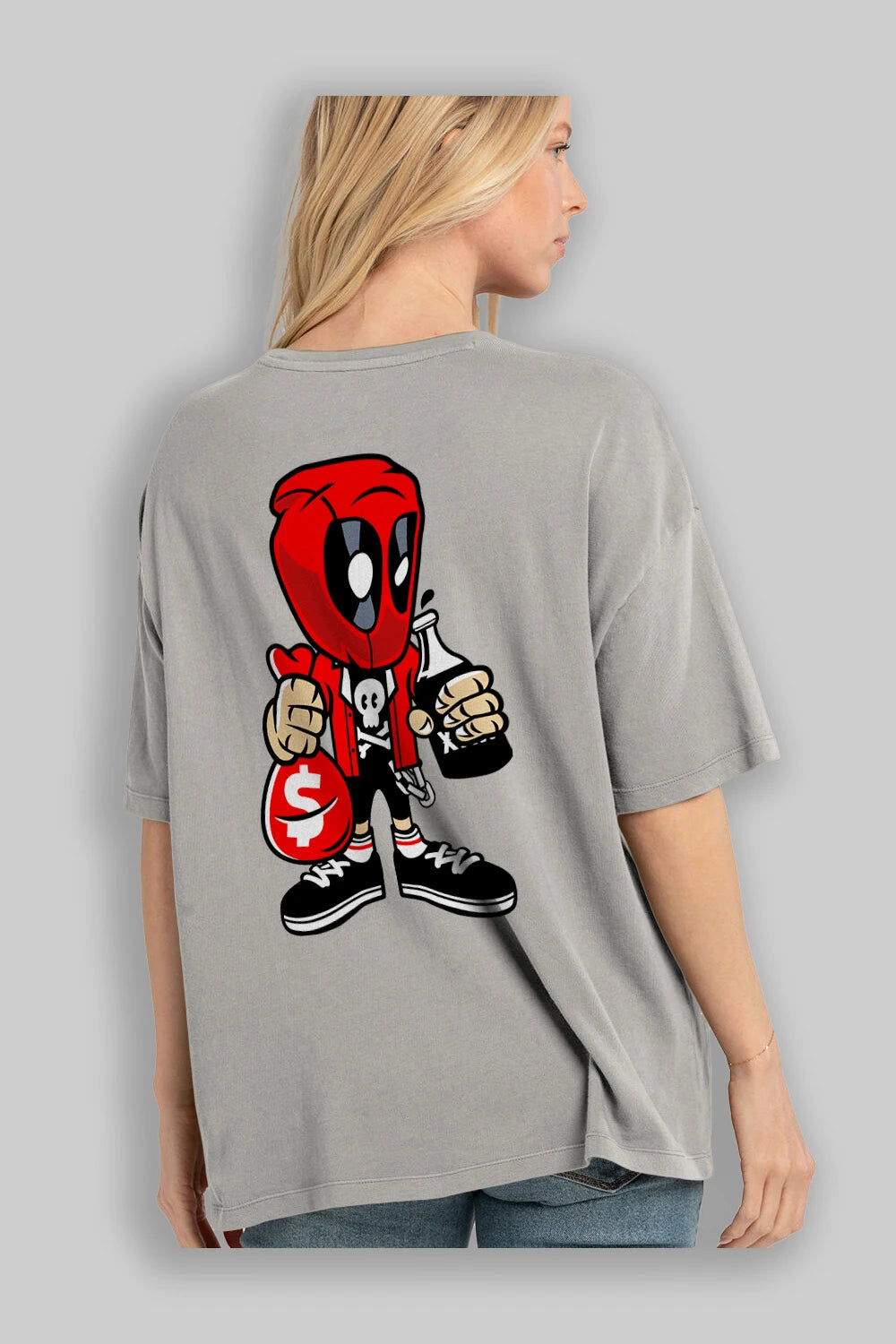Deadpool (20) Arka Baskılı Oversize t-shirt Erkek Kadın Unisex %100 Pamuk Bisiklet Yaka tişort