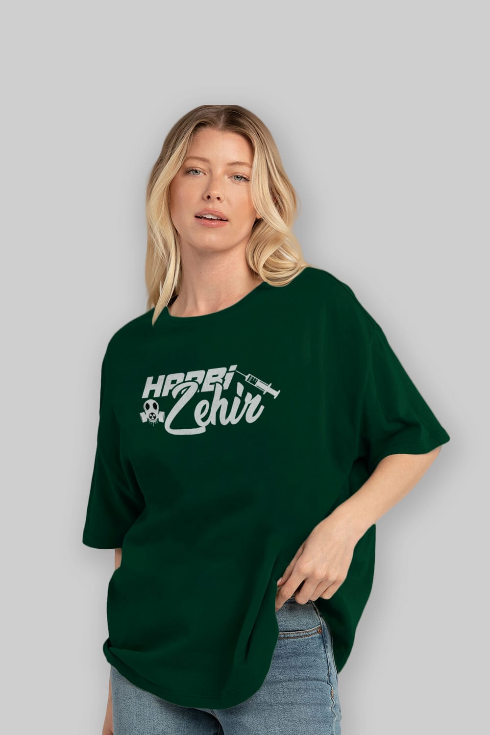 Harbi Zehir Ön Baskılı Oversize t-shirt %100 pamuk Erkek Kadın Unisex