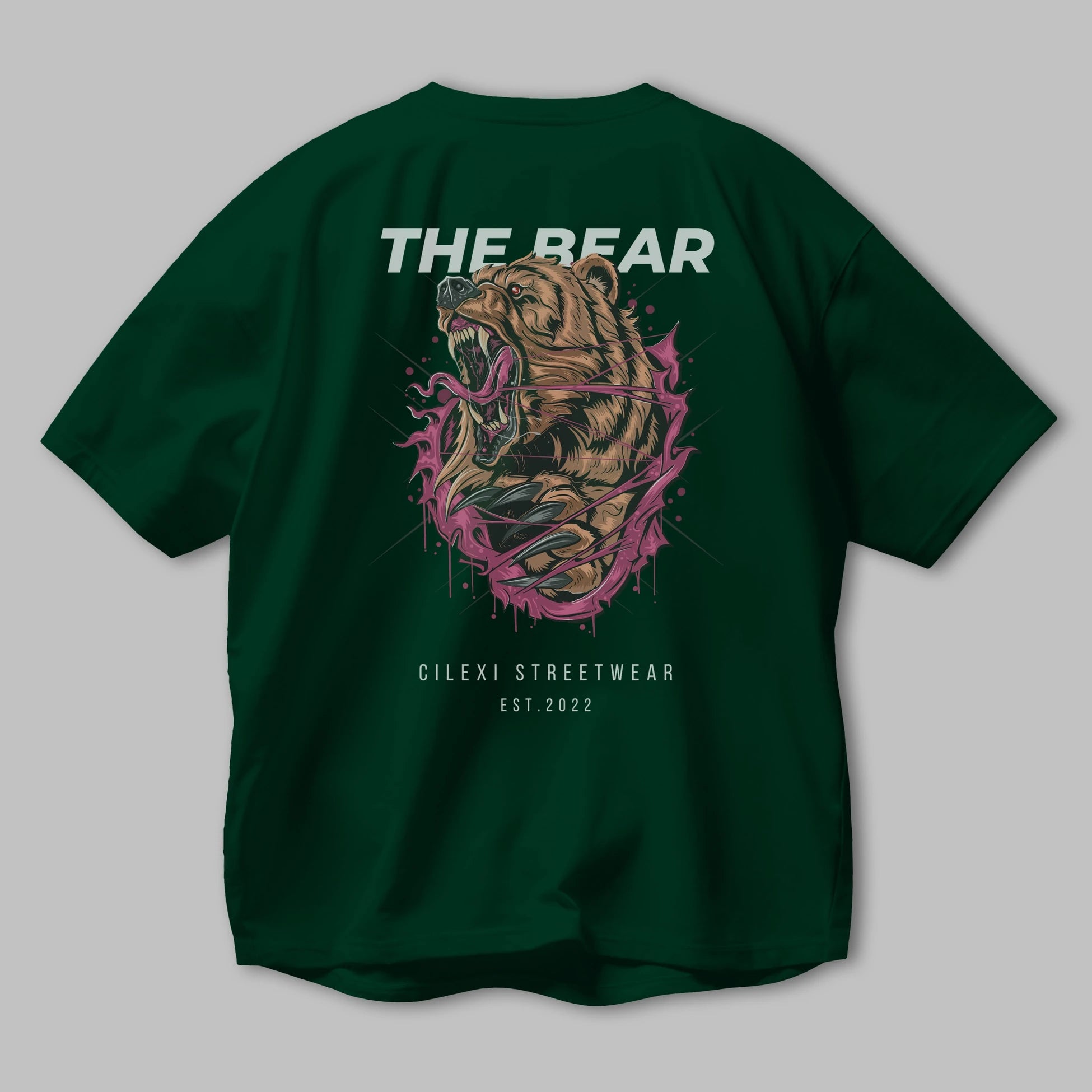 The Bear Arka Baskılı Oversize t-shirt Erkek Kadın Unisex %100 Pamuk