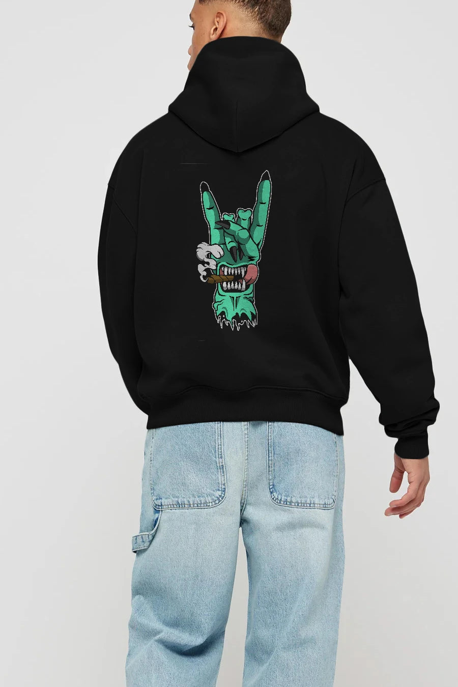 Metal Sign Arka Baskılı Hoodie Oversize Kapüşonlu Sweatshirt Erkek Kadın Unisex
