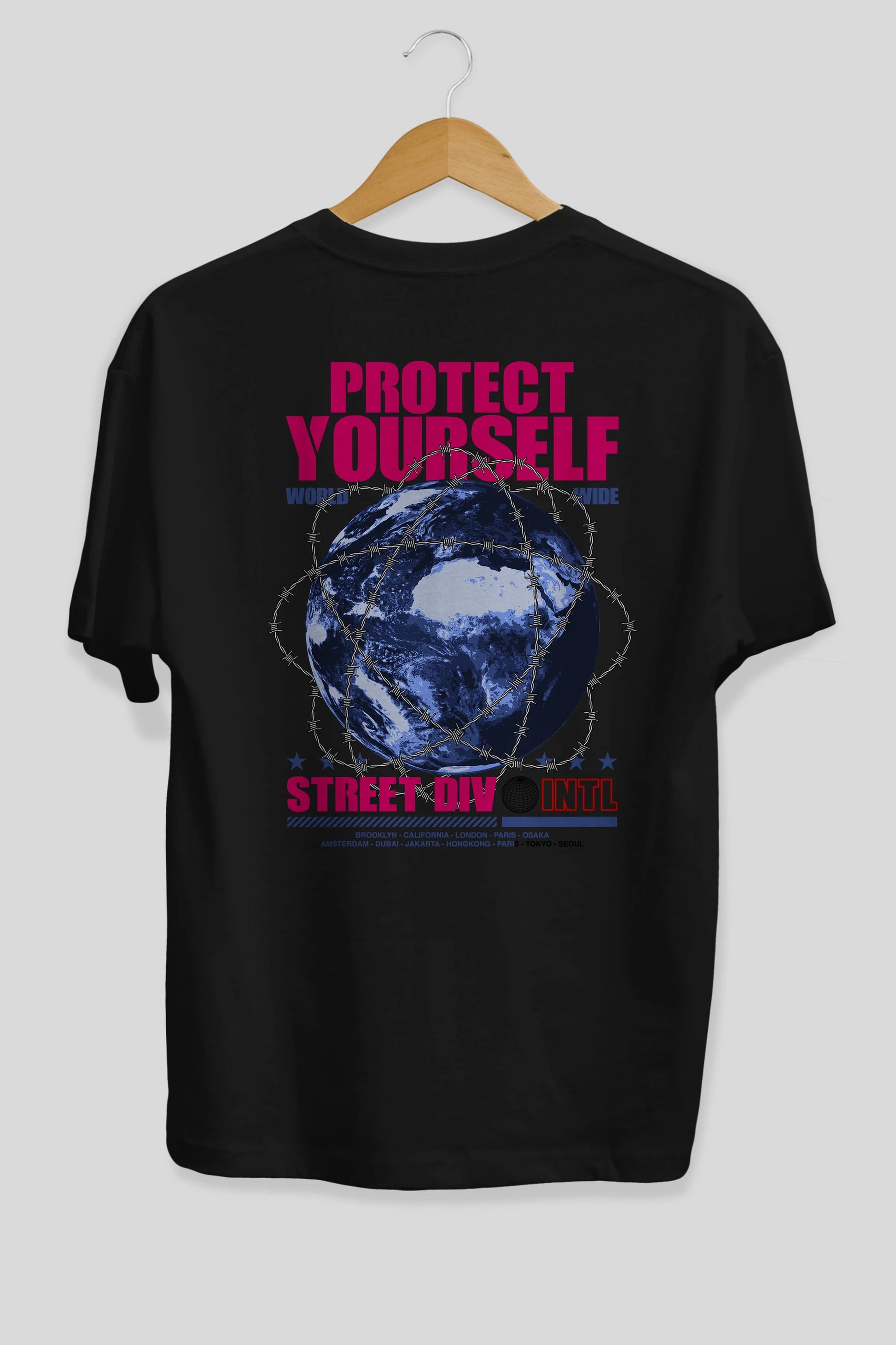 Protect Yourself Arka Baskılı Oversize t-shirt Erkek Kadın Unisex