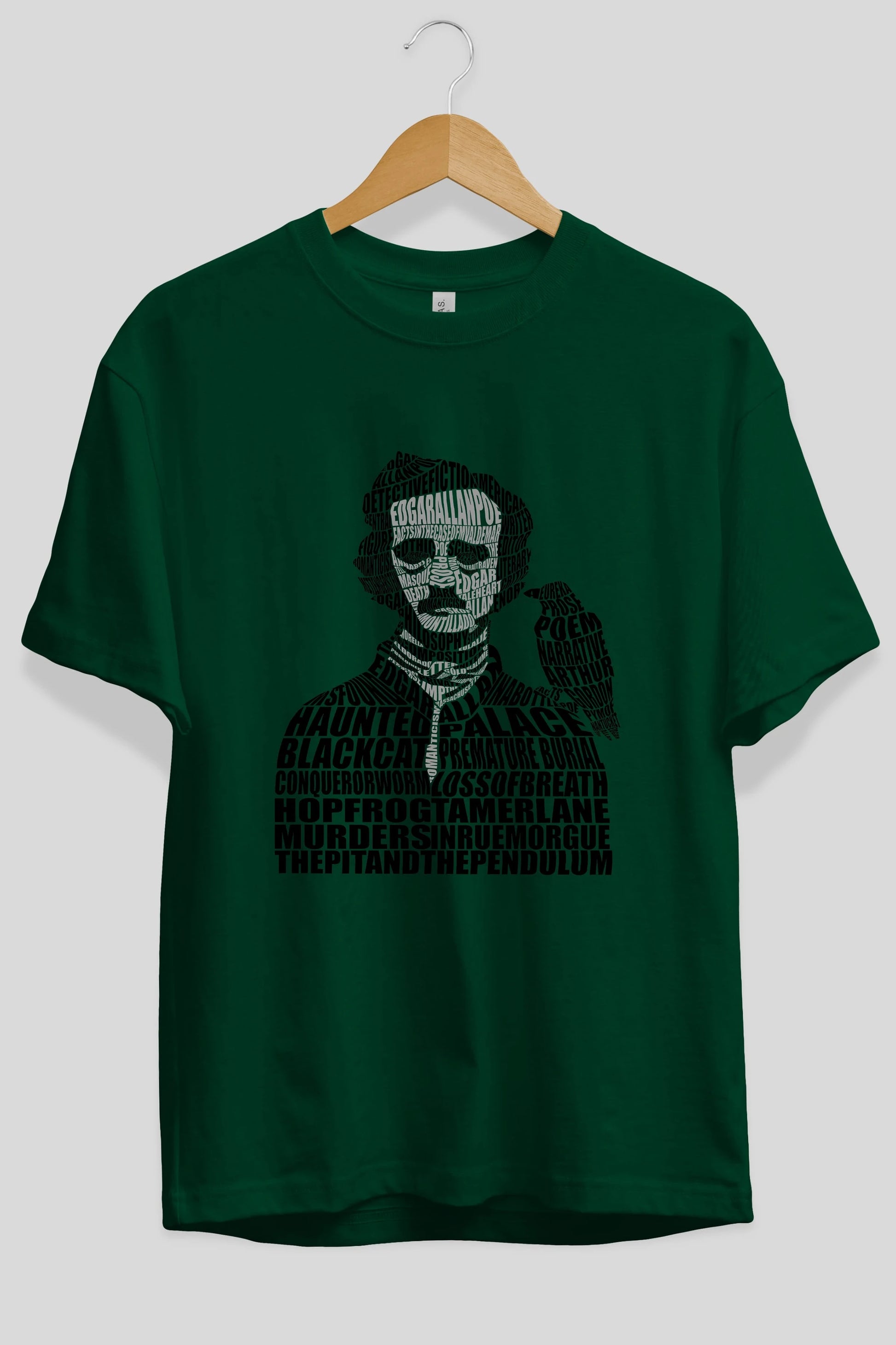 Edgar Alan Poe Calligram Ön Baskılı Oversize t-shirt %100 pamuk Erkek Kadın Unisex