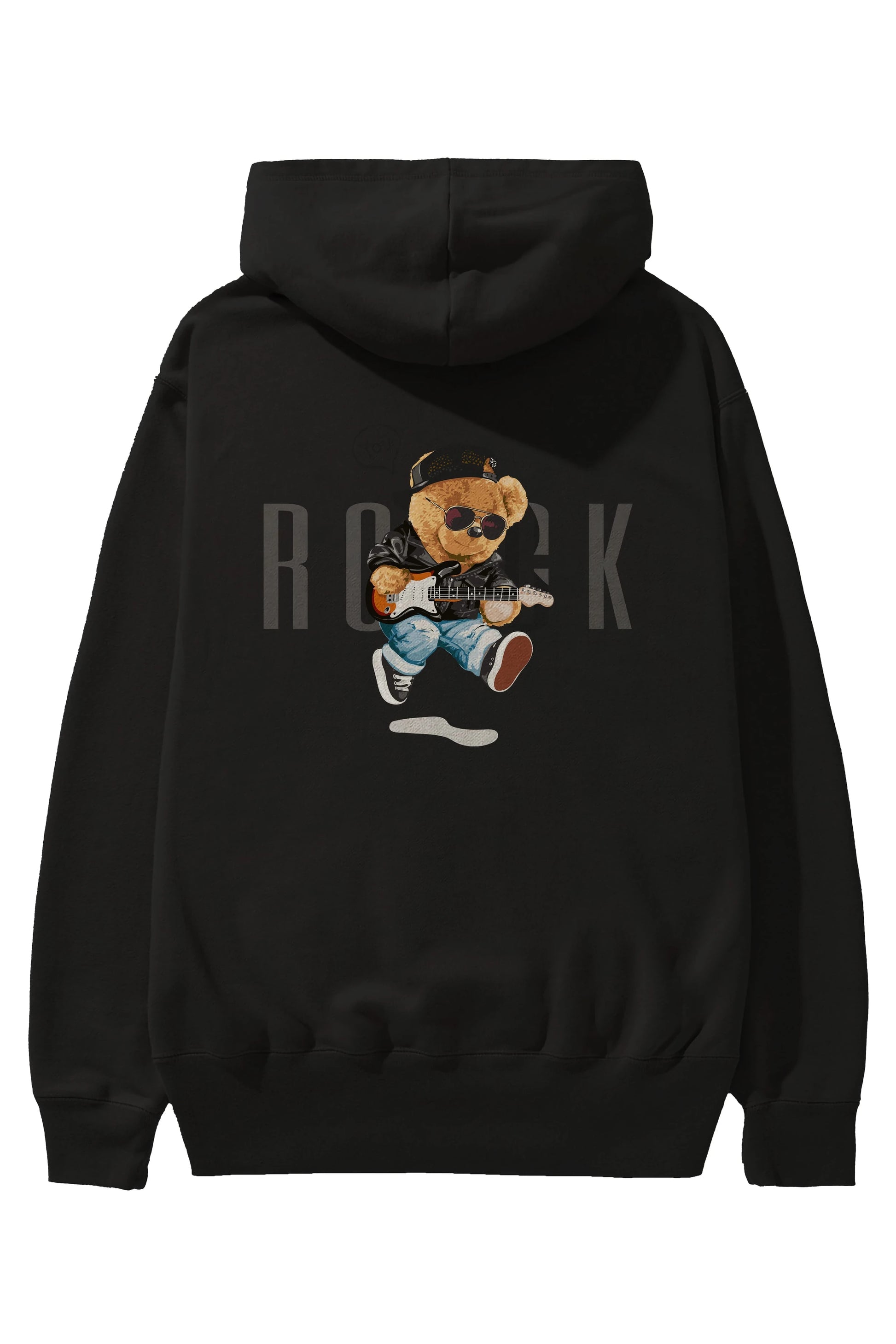 Teddy Bear Rock Arka Baskılı Hoodie Oversize Kapüşonlu Sweatshirt Erkek Kadın Unisex