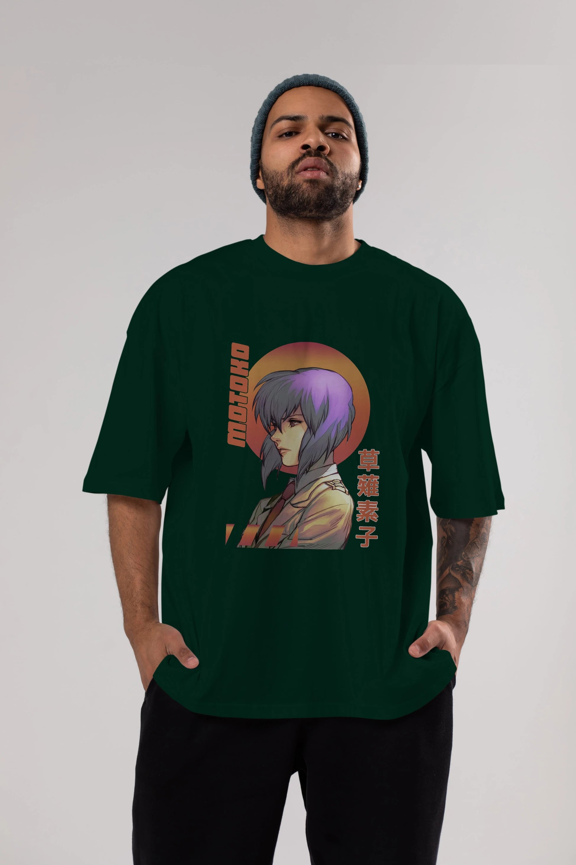 Motoko Kusanagi 10 Anime Ön Baskılı Oversize t-shirt %100 pamuk Erkek Kadın Unisex