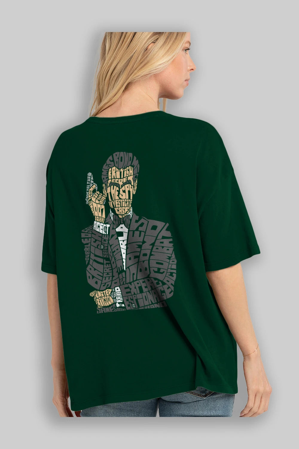 James Bond Arka Baskılı Oversize t-shirt %100 pamuk Erkek Kadın Unisex