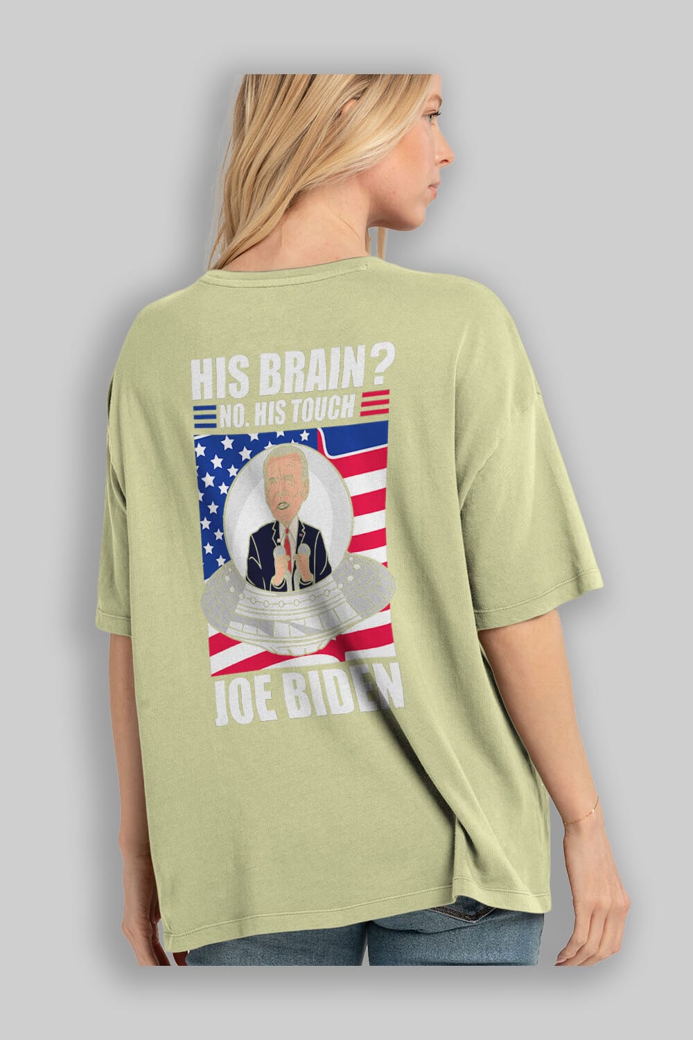 Alien Biden Arka Baskılı Oversize t-shirt Erkek Kadın Unisex %100 Pamuk tişort