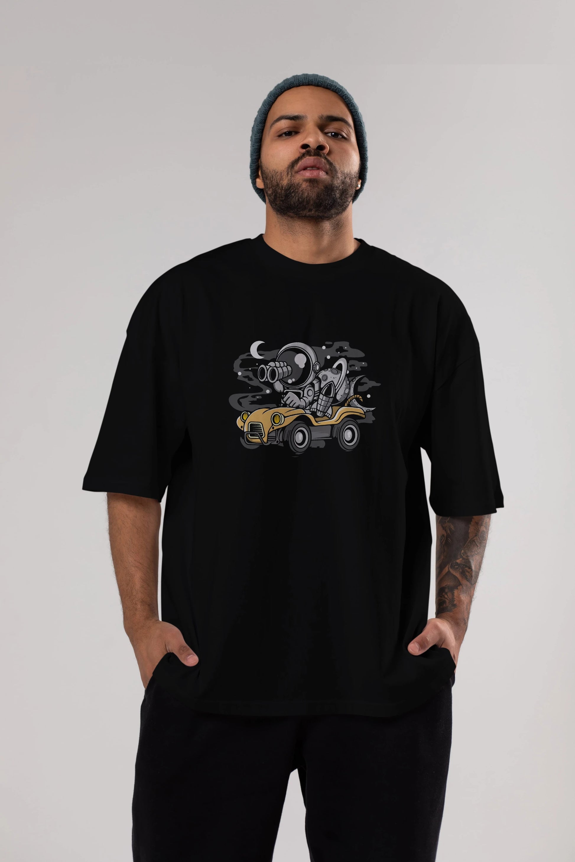 Astronaut Adventure Ön Baskılı Oversize t-shirt Erkek Kadın Unisex