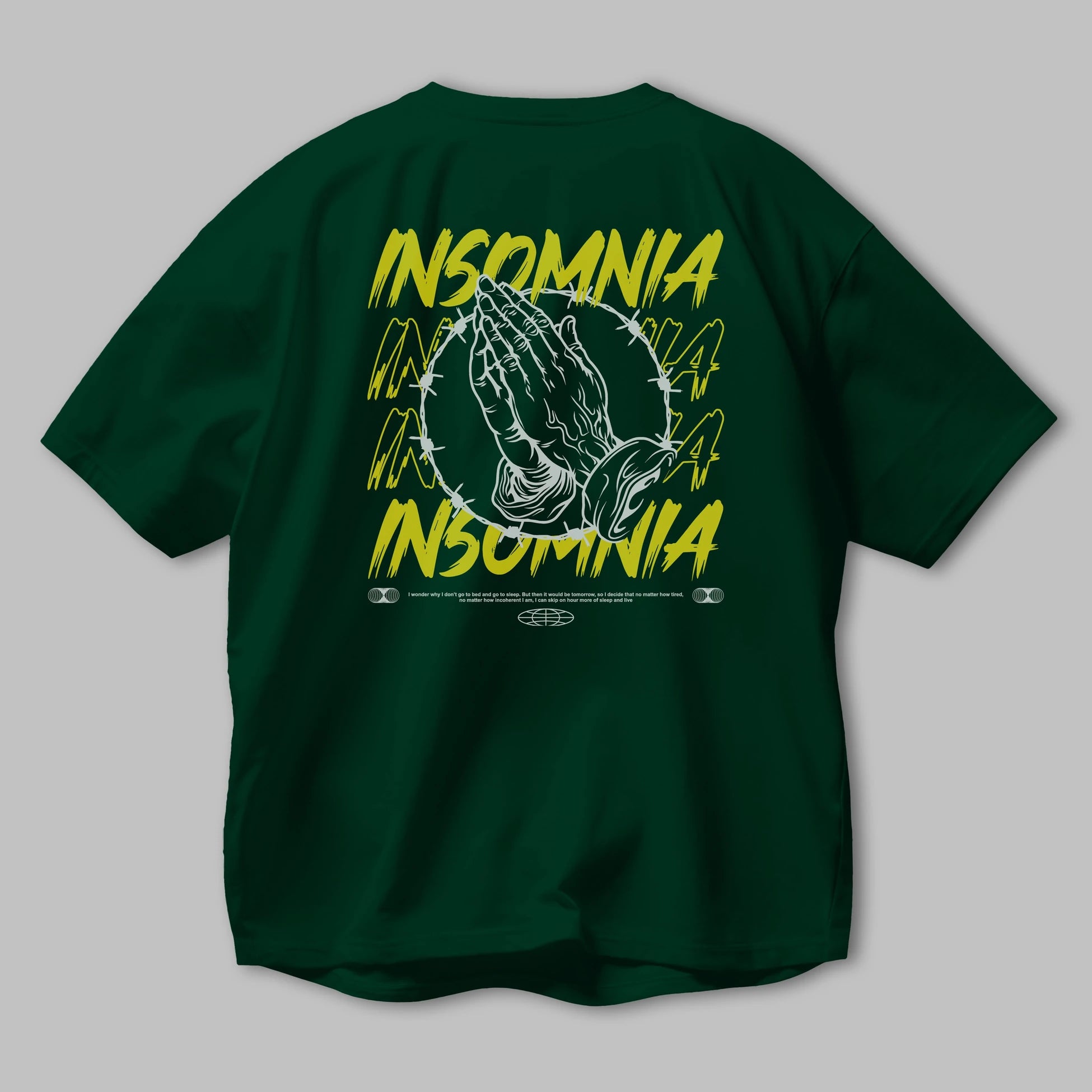 Insomnia Streetwear Arka Baskılı Oversize t-shirt Erkek Kadın Unisex